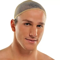 Breathable & Snug Fitted Wig Cap, Black, One Size, Wearable Costume Accessory for Halloween Front_Three_Fourths_Angled_Right