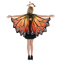 Monarch Butterfly Wings, Orange/Black, One Size, Wearable Costume Accessory for Halloween