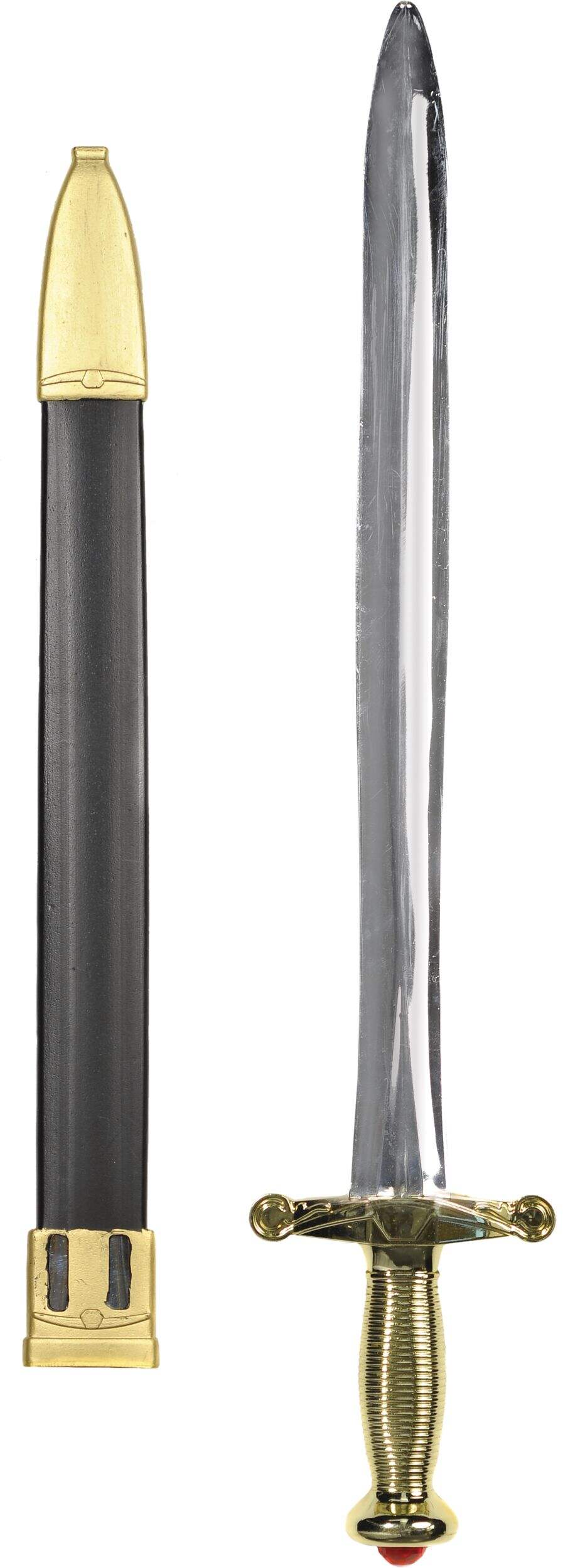 Medieval Knight Sword Weapon, Black/Gold, 24-in, Wearable Costume Prop for Halloween Front_Flat