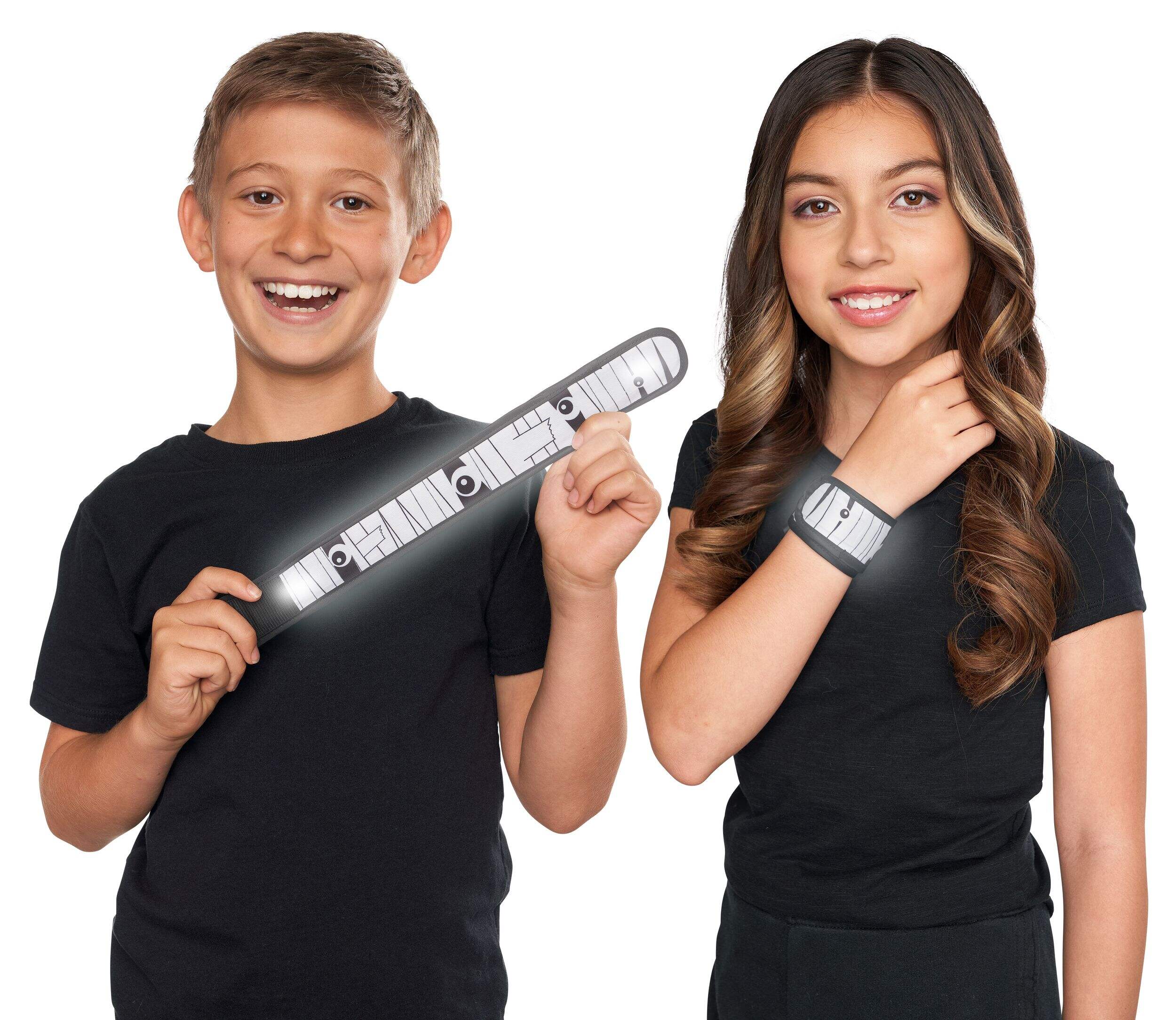 Light-Up Slap Bracelet Accessory, Mummy Design, Black/White Composite_or_Mixed