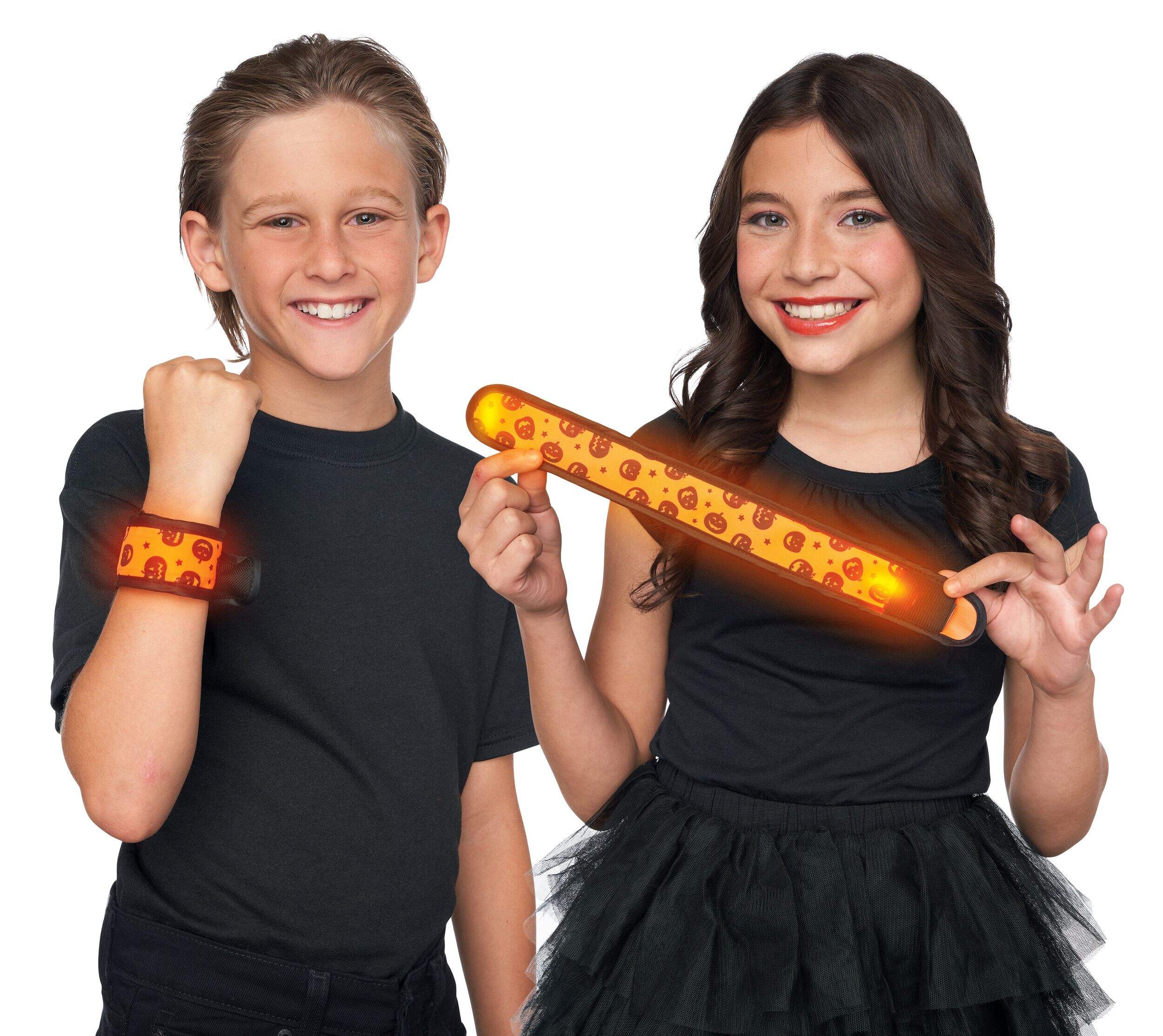 Light-Up Slap Bracelet Accessory, Pumpkin Design, Orange Composite_or_Mixed