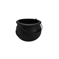 For Living Cauldron Prop, Black, 8-in, Table Decoration for Halloween Front_Three_Fourths_Angled_Right
