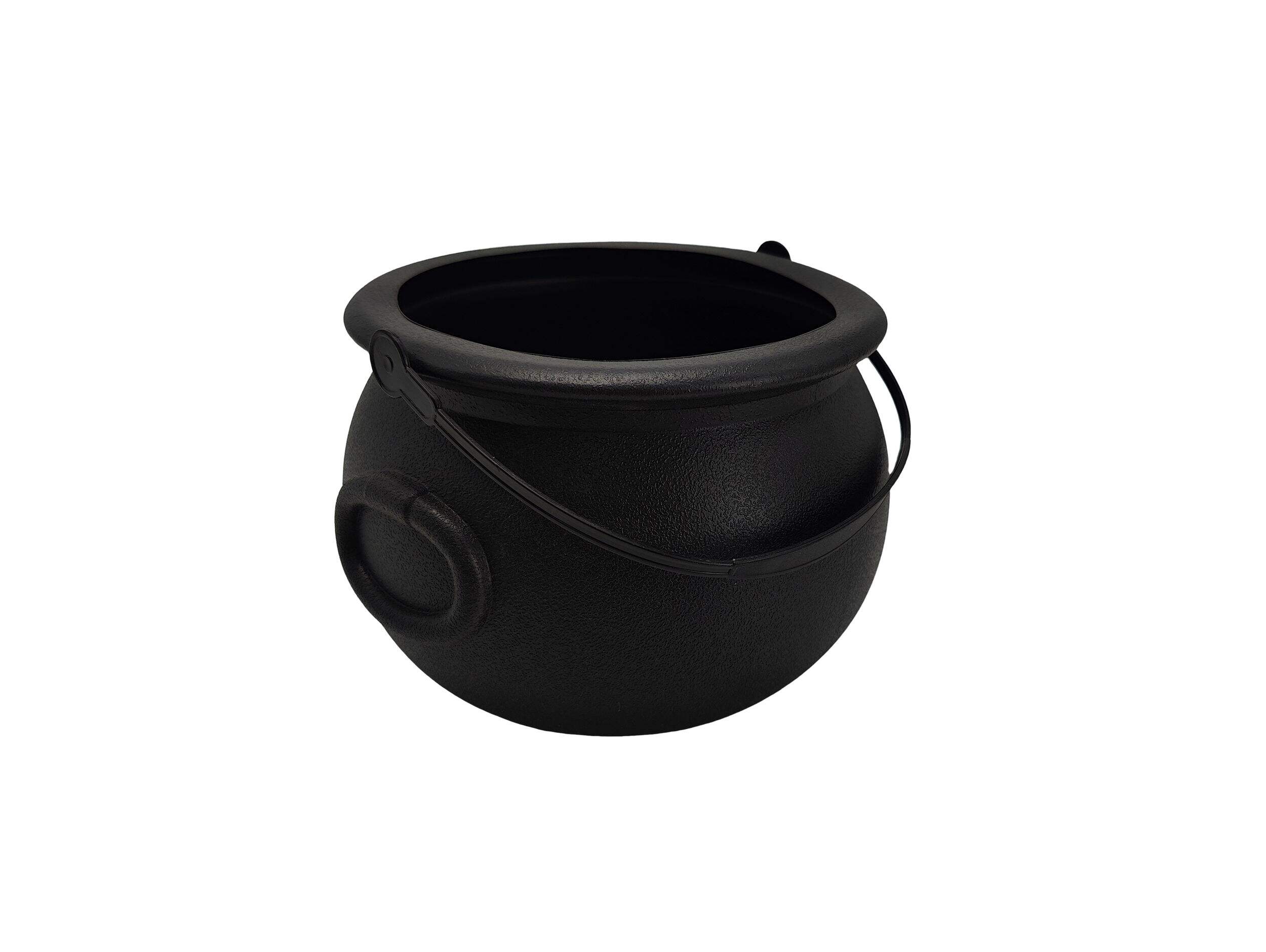 For Living Cauldron Prop, Black, 8-in, Table Decoration for Halloween Front_Three_Fourths_Angled_Right
