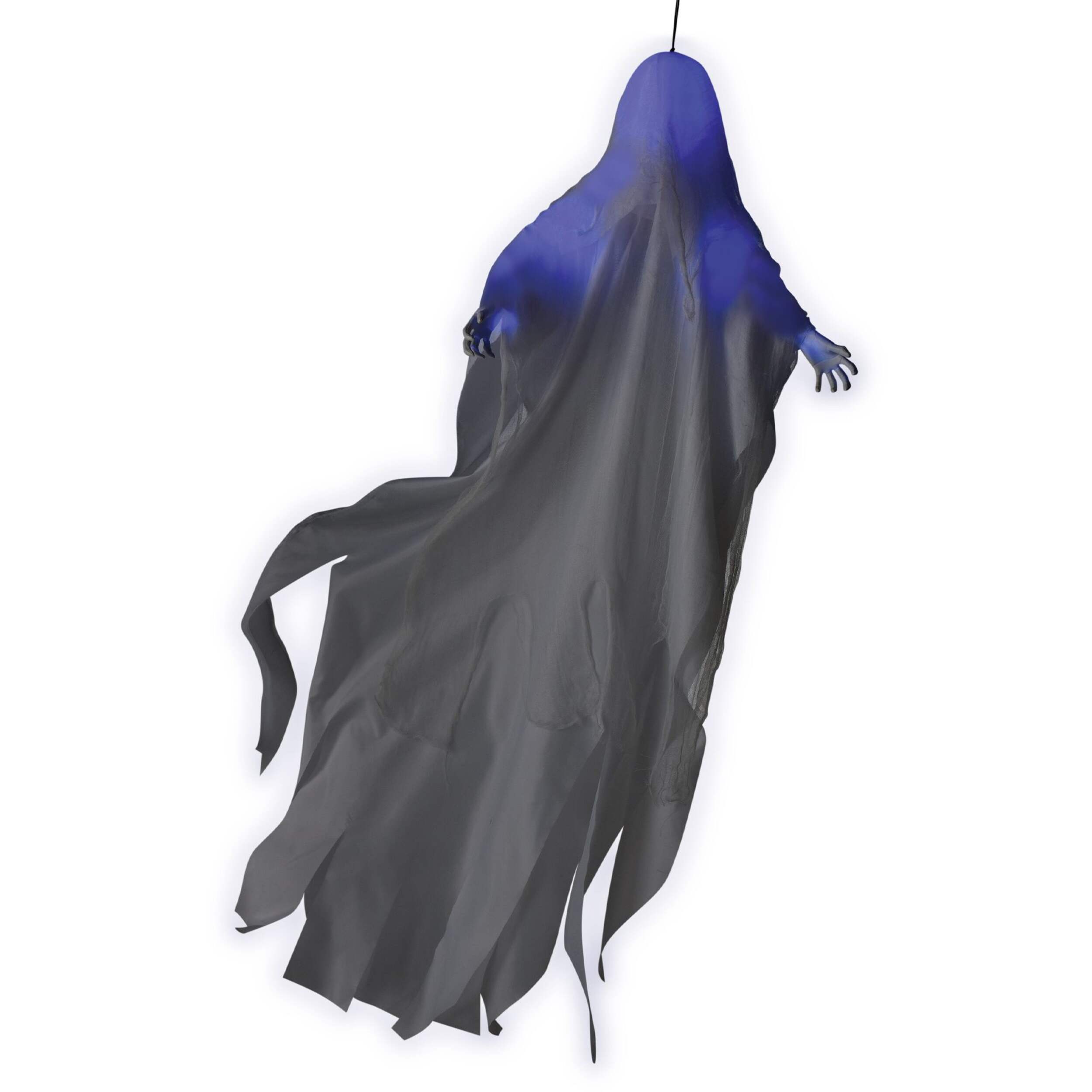 Ghost Hanging Illuminating Prop, Blue, 5-ft, Indoor/Outdoor Decoration for Halloween Front_Angled_Right