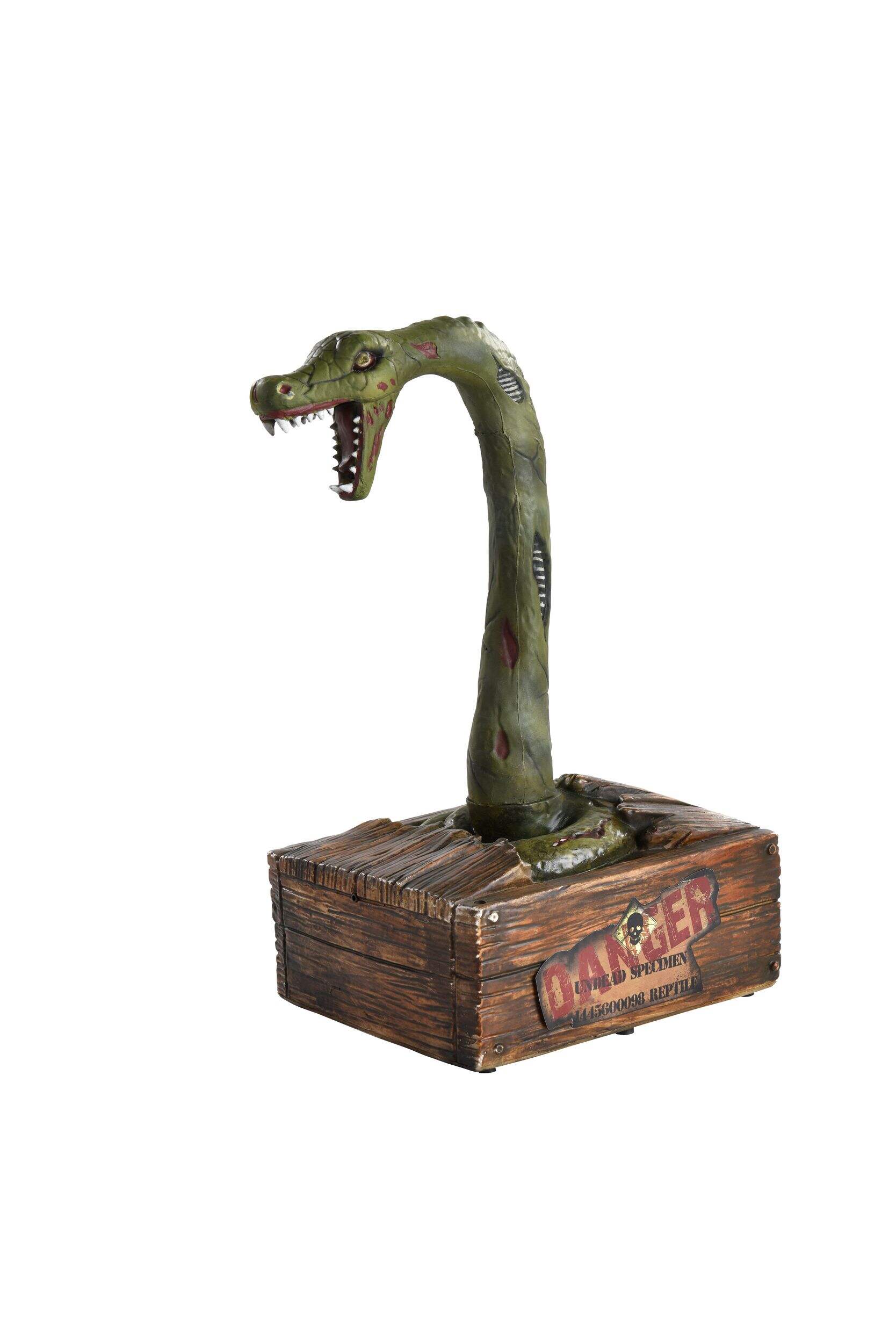 Animatronique de table serpent zombie Danger, vert, 14 po, décoration d'intérieur/d'extérieur activée par le son pour l'Halloween Front_Three_Fourths_Angled_Left