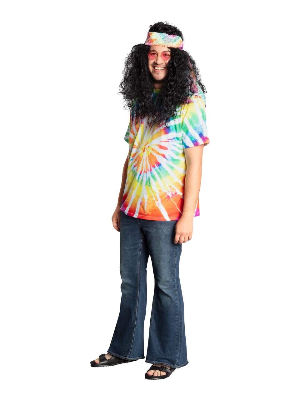 1960s Tie Dye Top and Flared Trousers Adult Rainbow