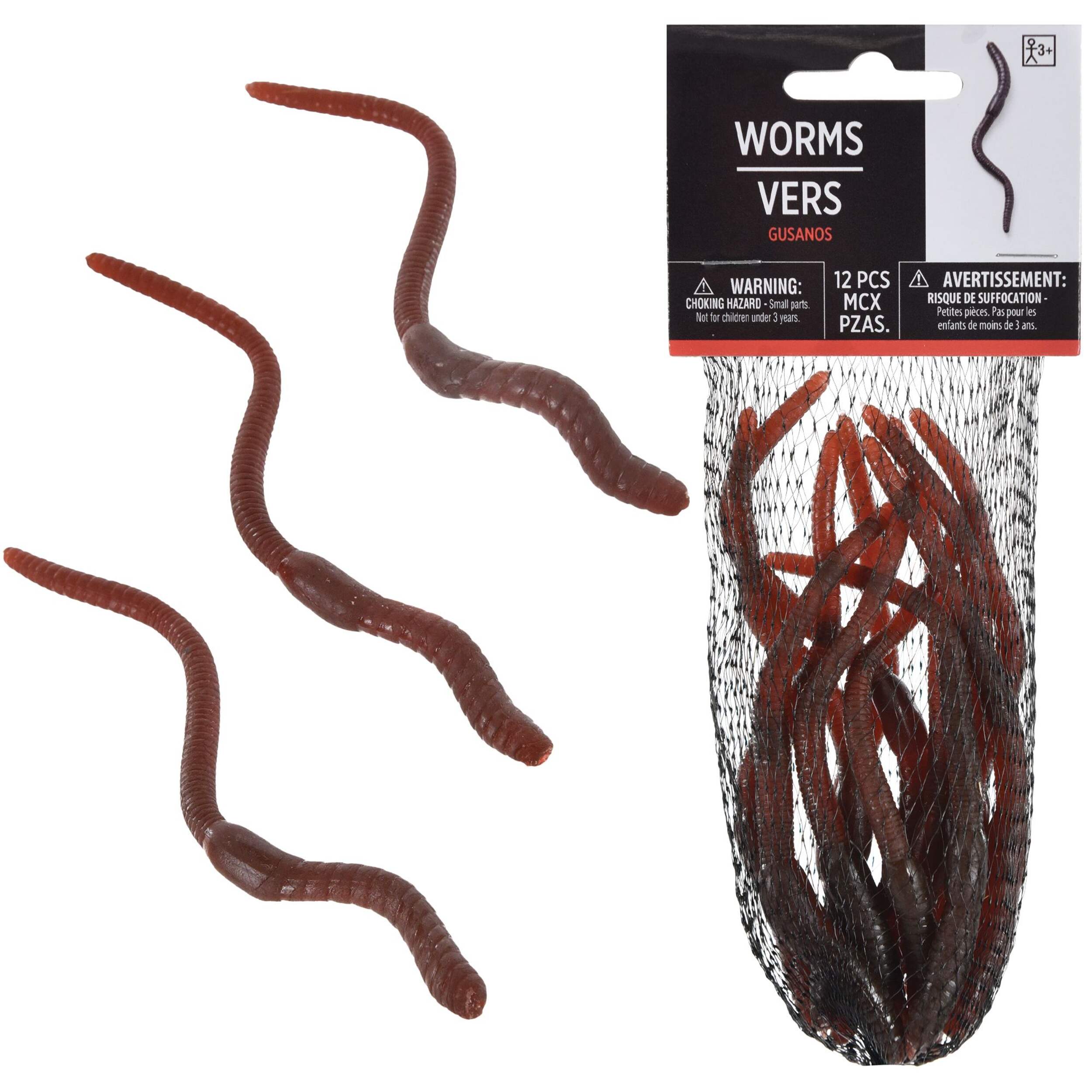 Earthworms in Mesh Bag, Black Overhead_Flat