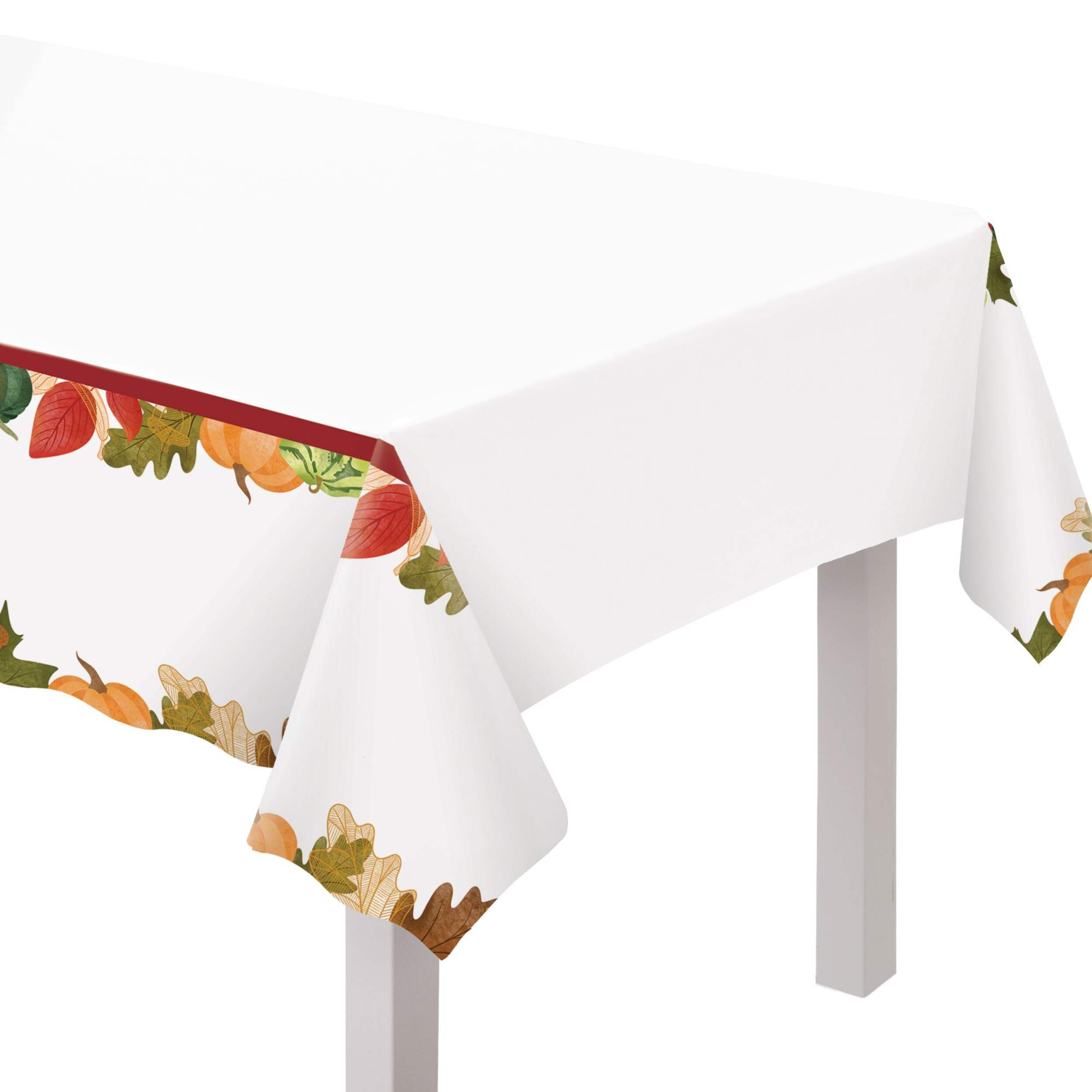 Changing Seasons Festive Rectangular Plastic Table Cover, Multi-Coloured, 54 x 102-in, for Fall/Thanksgiving/Party CloseUp