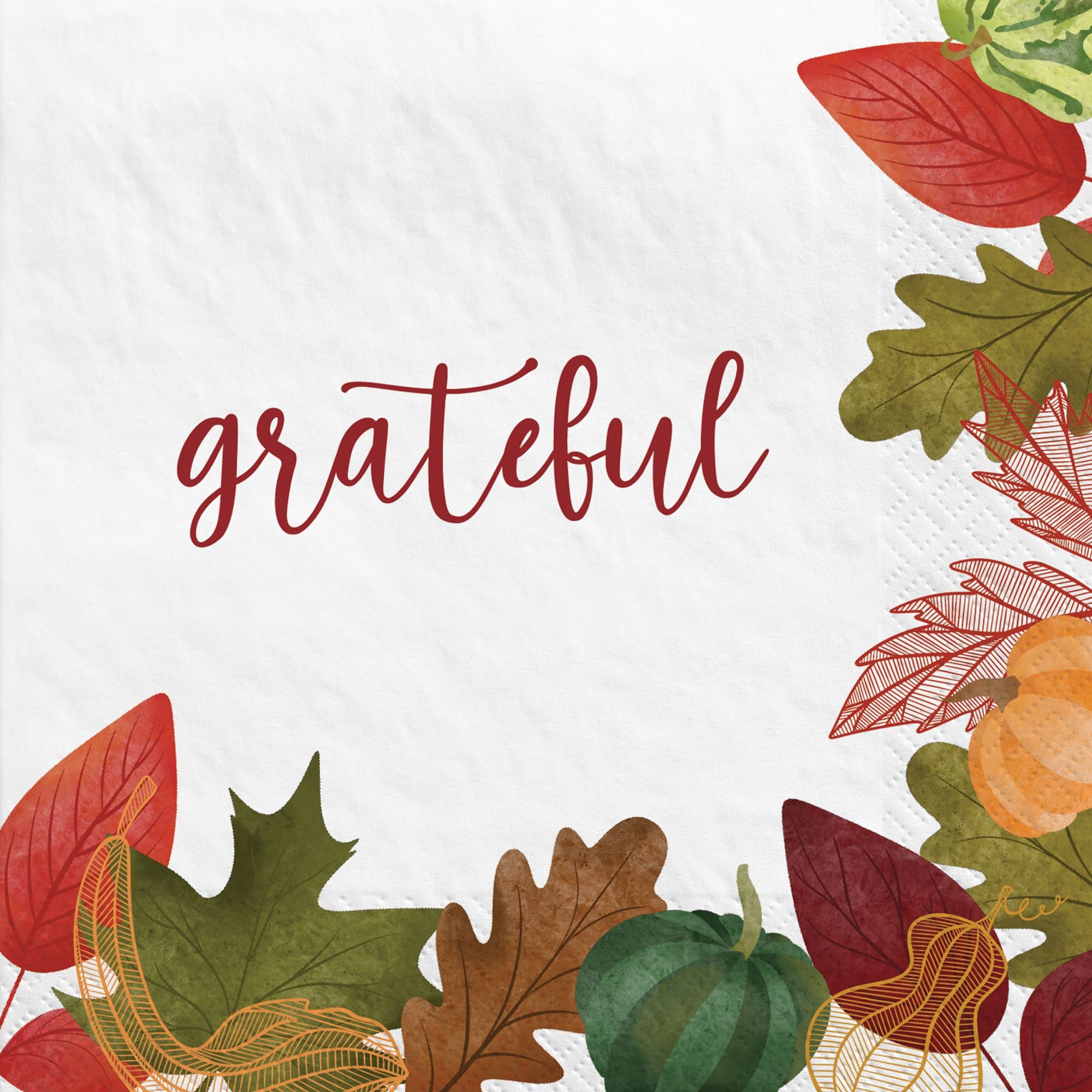 Changing Seasons 'Grateful' Festive Square Paper Disposable Beverage