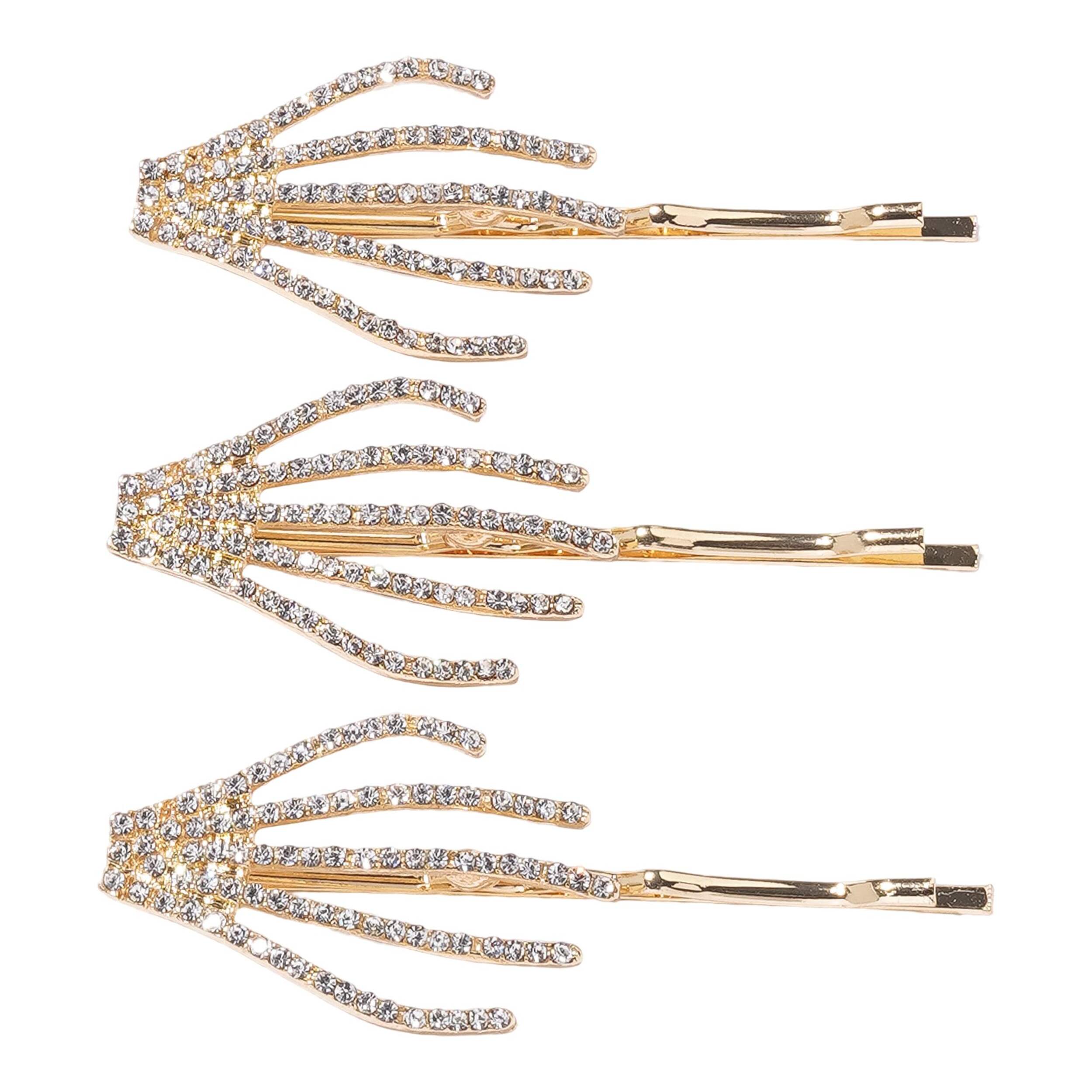 Rhinestone Skeleton Hand Clip Set, 3-pk Front_Flat