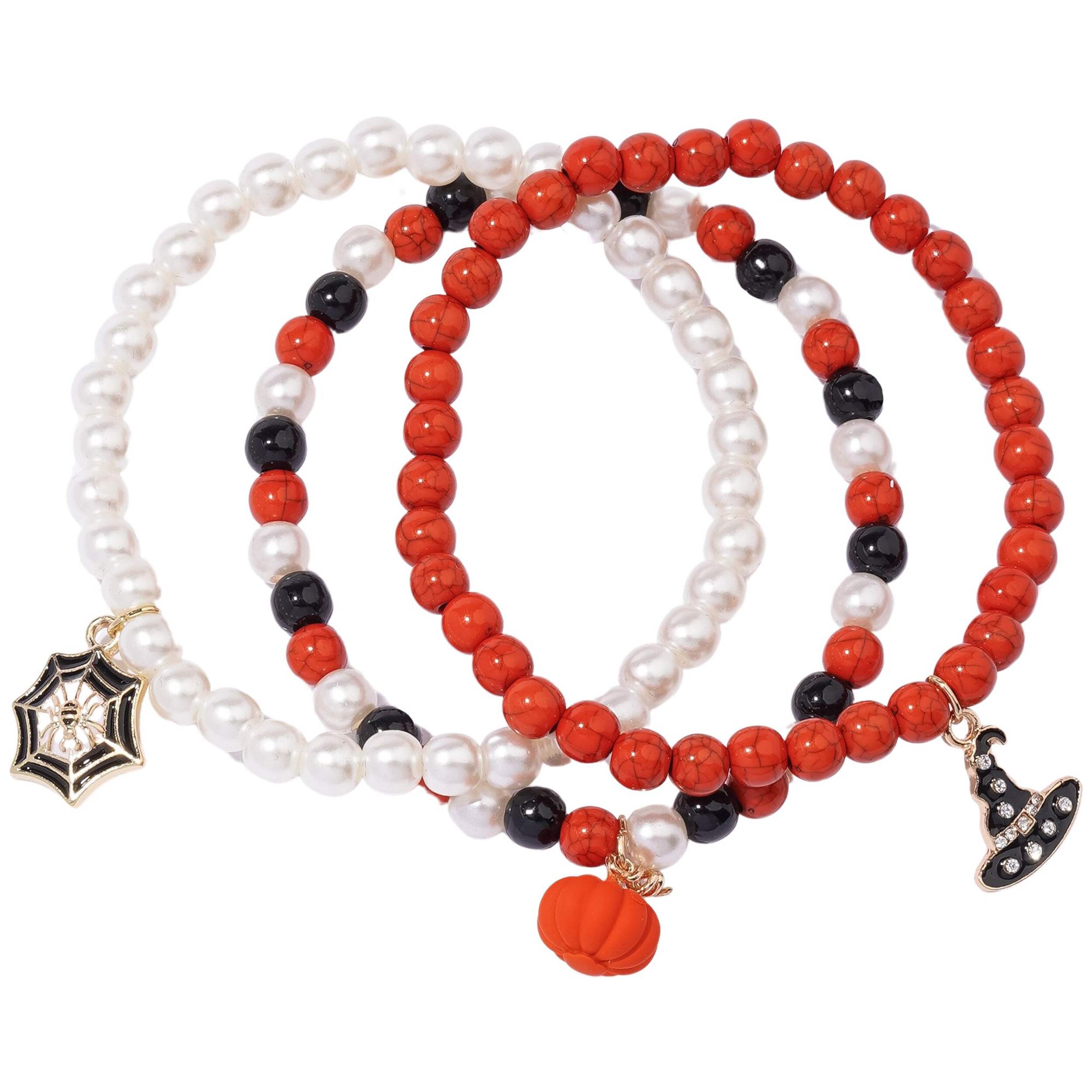 Halloween Beaded Bracelet Set, 3-pk Overhead_Flat