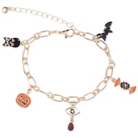 Pumpkin, Bat, Candy Charm Bracelet Overhead_Flat
