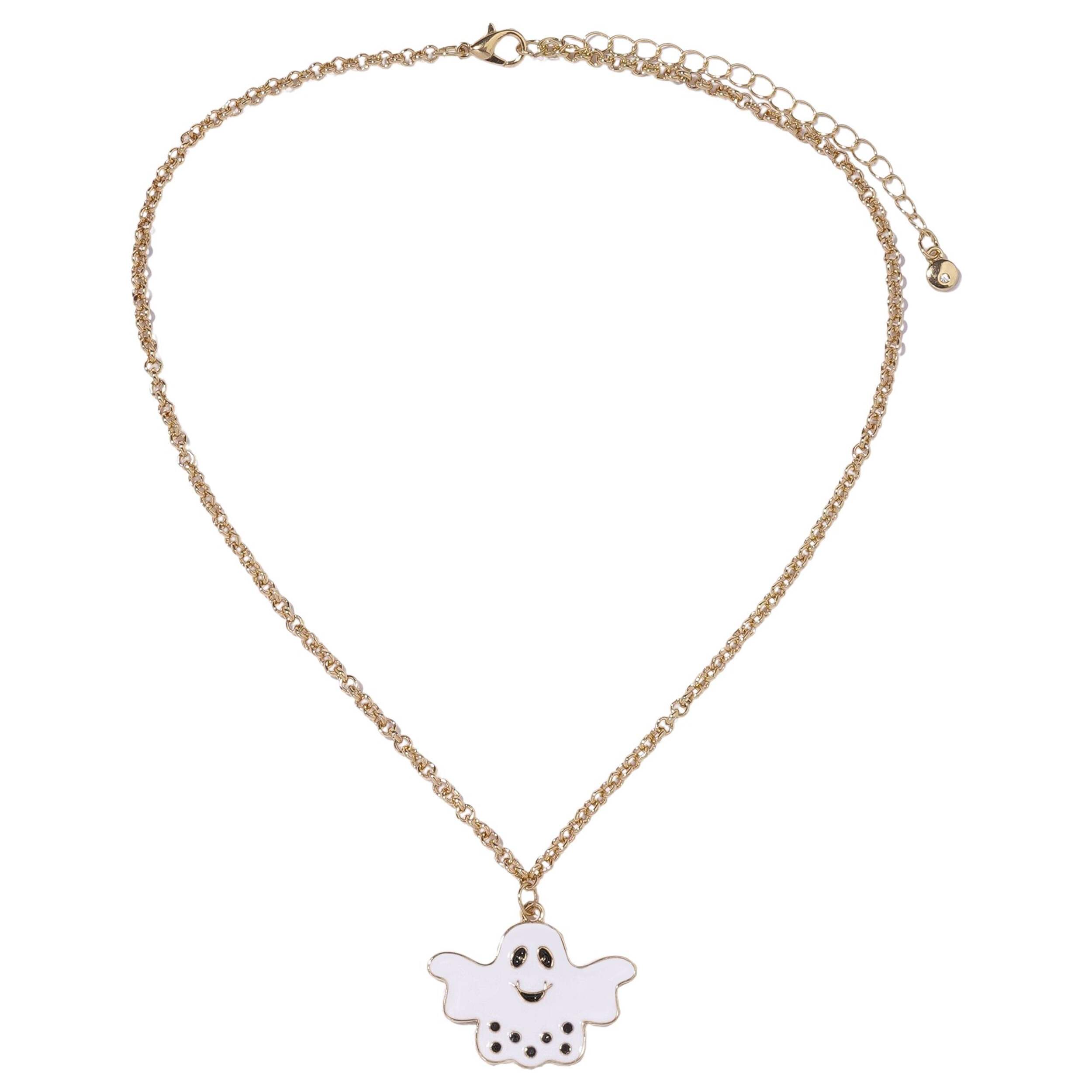 Chain Ghost Pendant Necklace Overhead_Flat