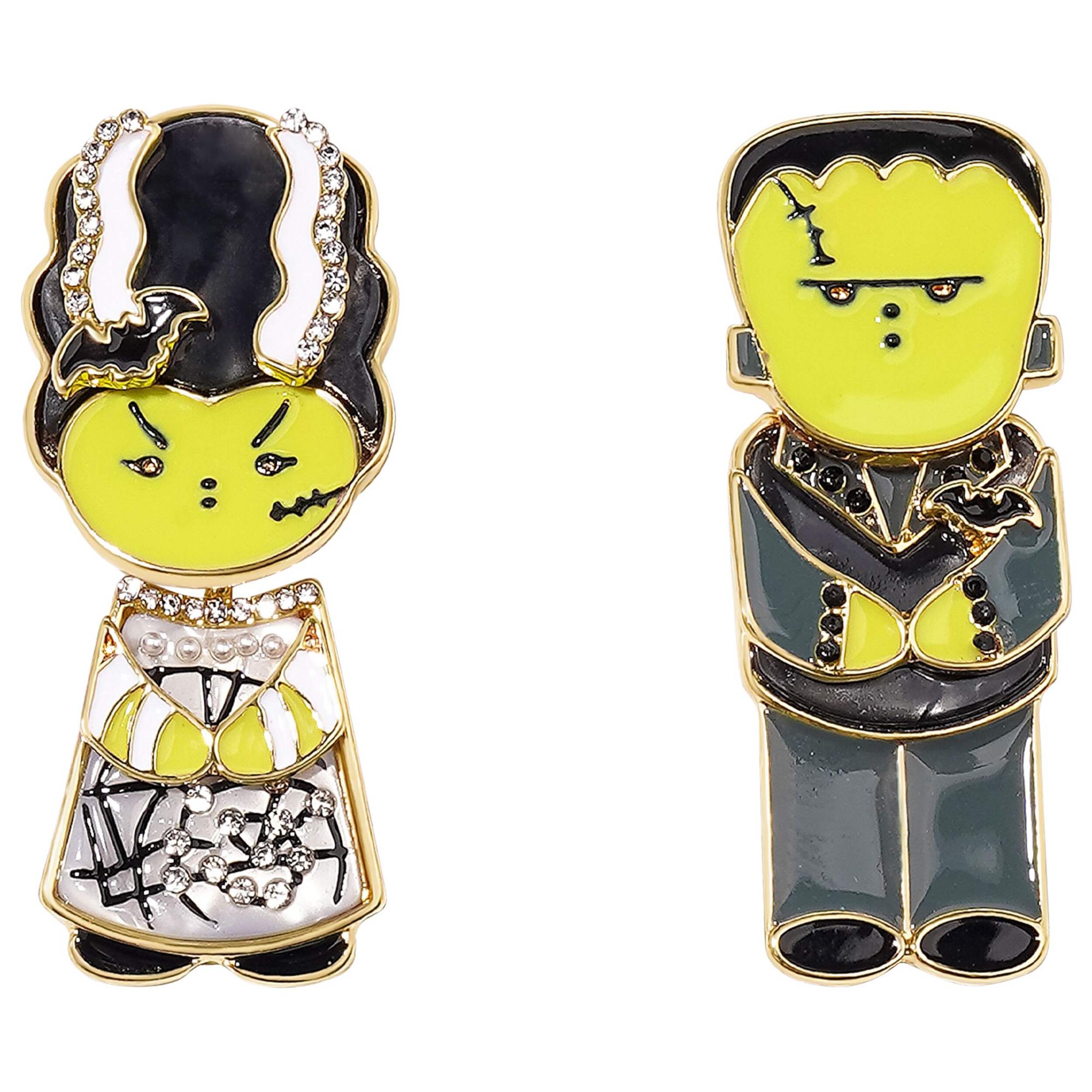 Frankenstein & Bride Earrings Front_Flat