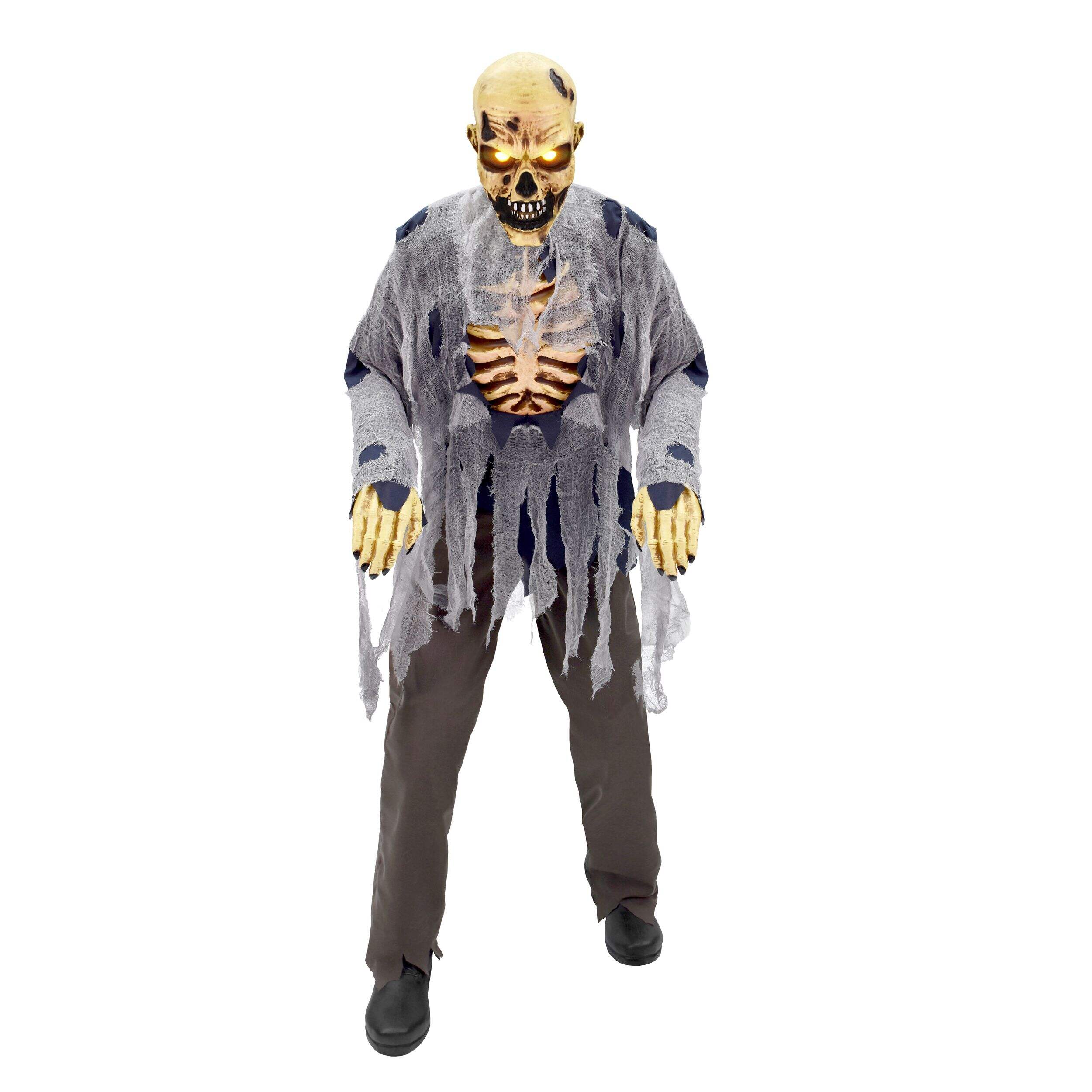 Animatronique de zombie au pas lourd, 6 pi, décor d'Halloween avec détecteur de mouvement Front_Flat