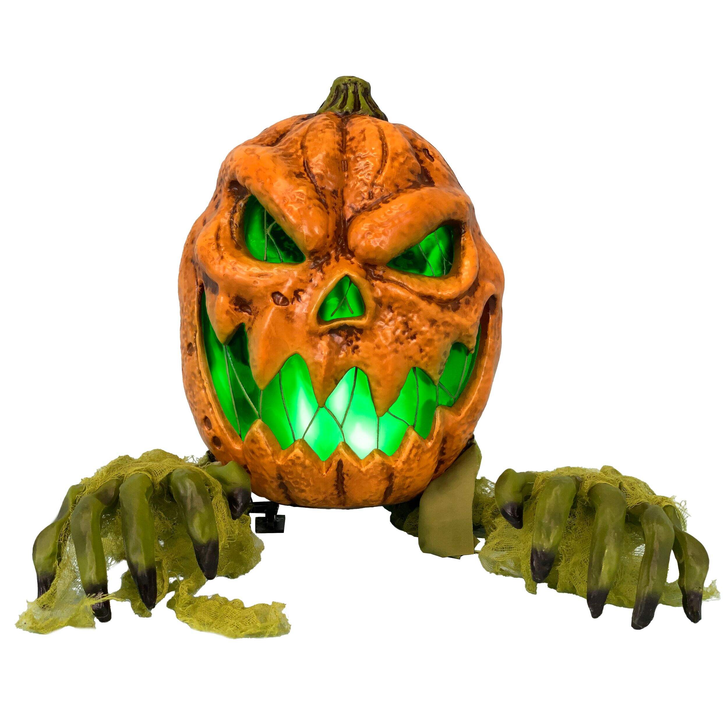Rocking Pumpkin Sound/Motion-Activated Animatronic Halloween Décor, 12-in Front_Flat