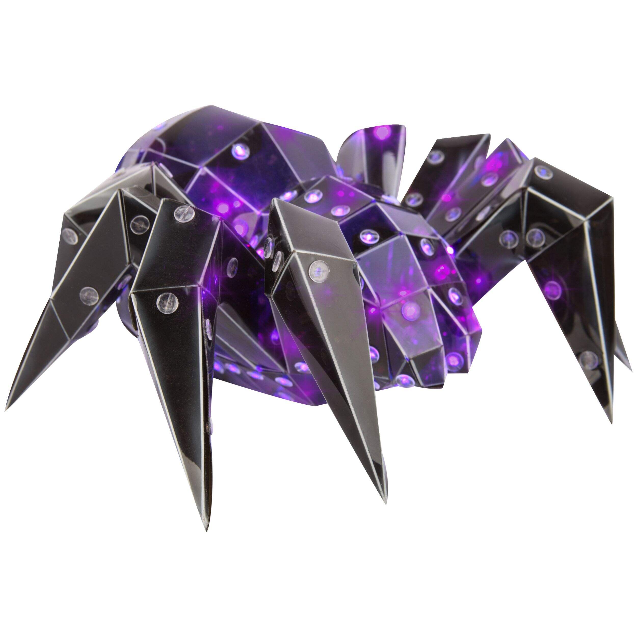 Araignée noire iridescente géométrique Gemmy, 9,5 pi, pour intérieur/extérieur, décor d'Halloween lumineux, mauve Front_Angled_Right