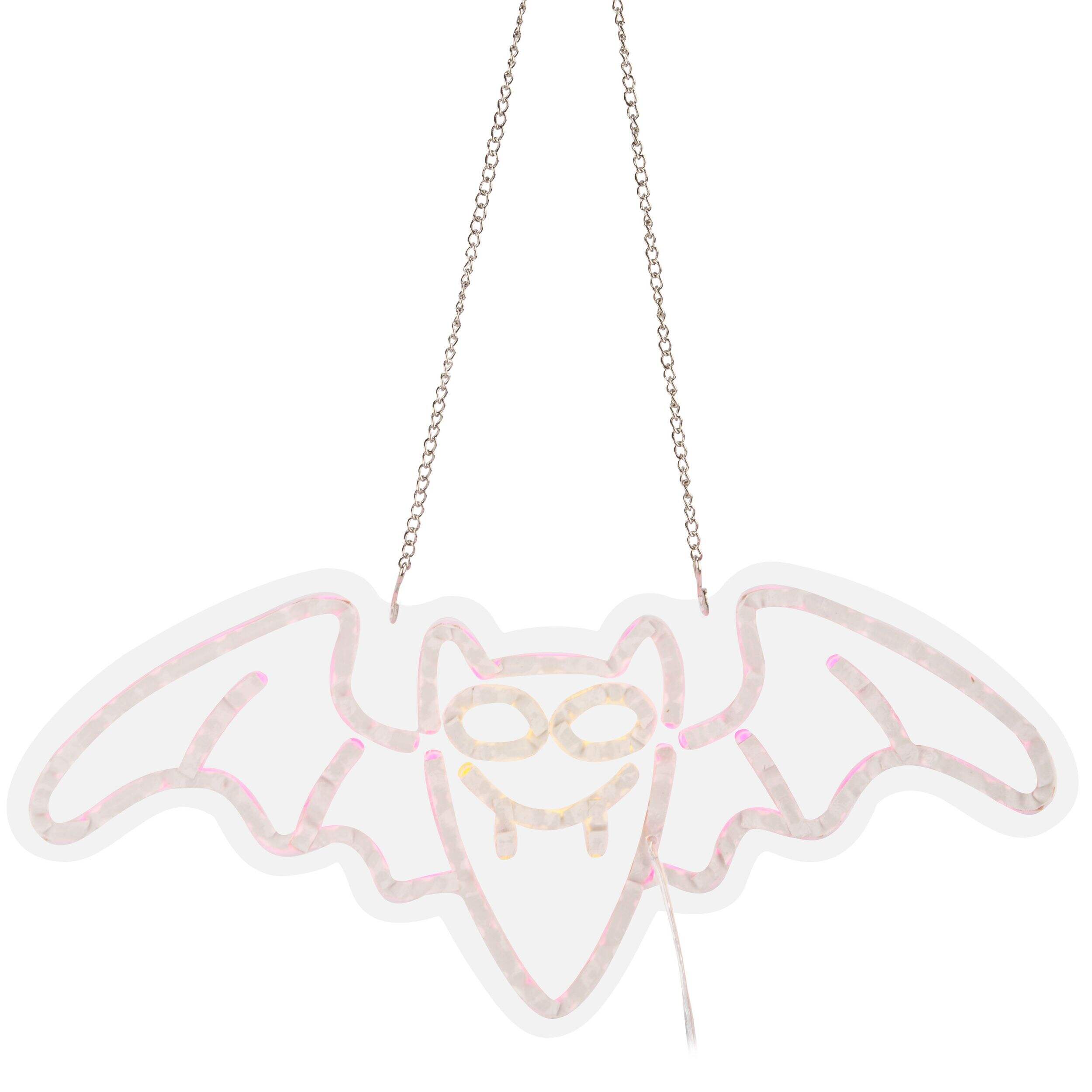Gemmy Indoor/Outdoor Neon Friendly Bat, Purple/Yellow Front_Flat