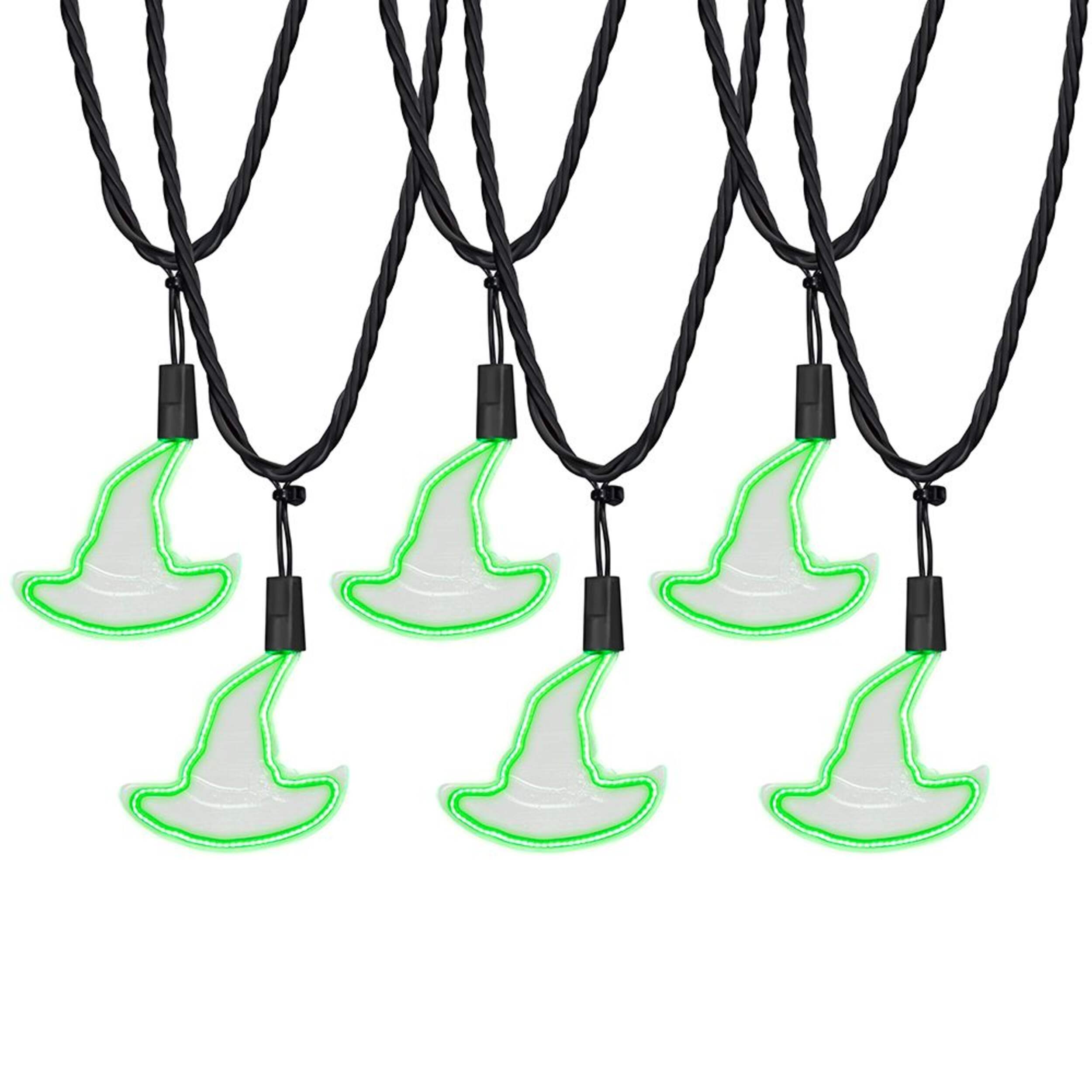 Gemmy Indoor Neon Witch Hat LED String Light, Green Front_Flat
