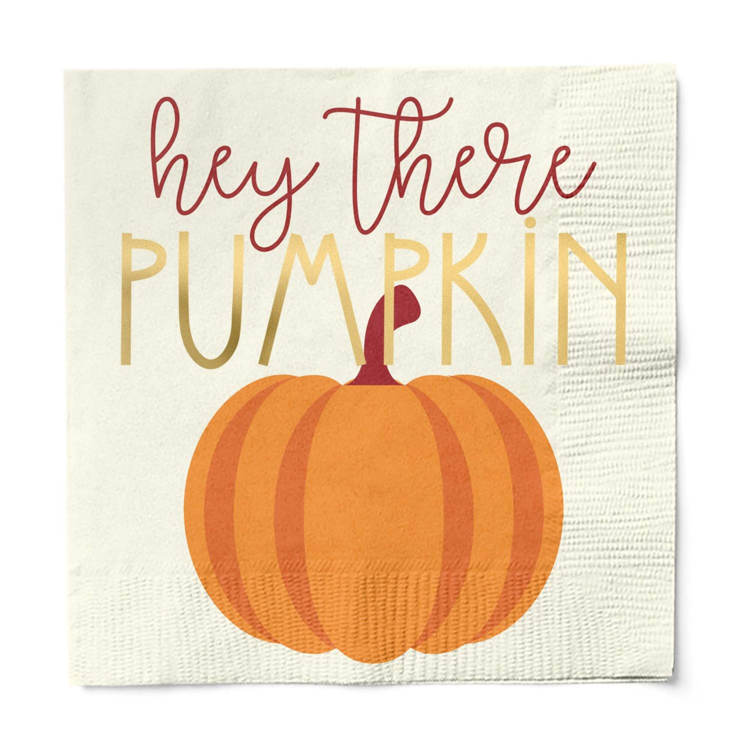 Serviettes à cocktail carrées en papier jetables Hey There Pumpkin, multicolore, 5 po, paq. 20, pour automne/Action de grâce Front_Flat