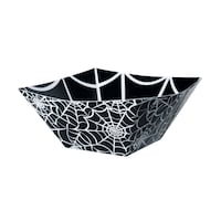 Halloween Spider Web Disposable Paper Square Snack Bowl Front_Angled_Left