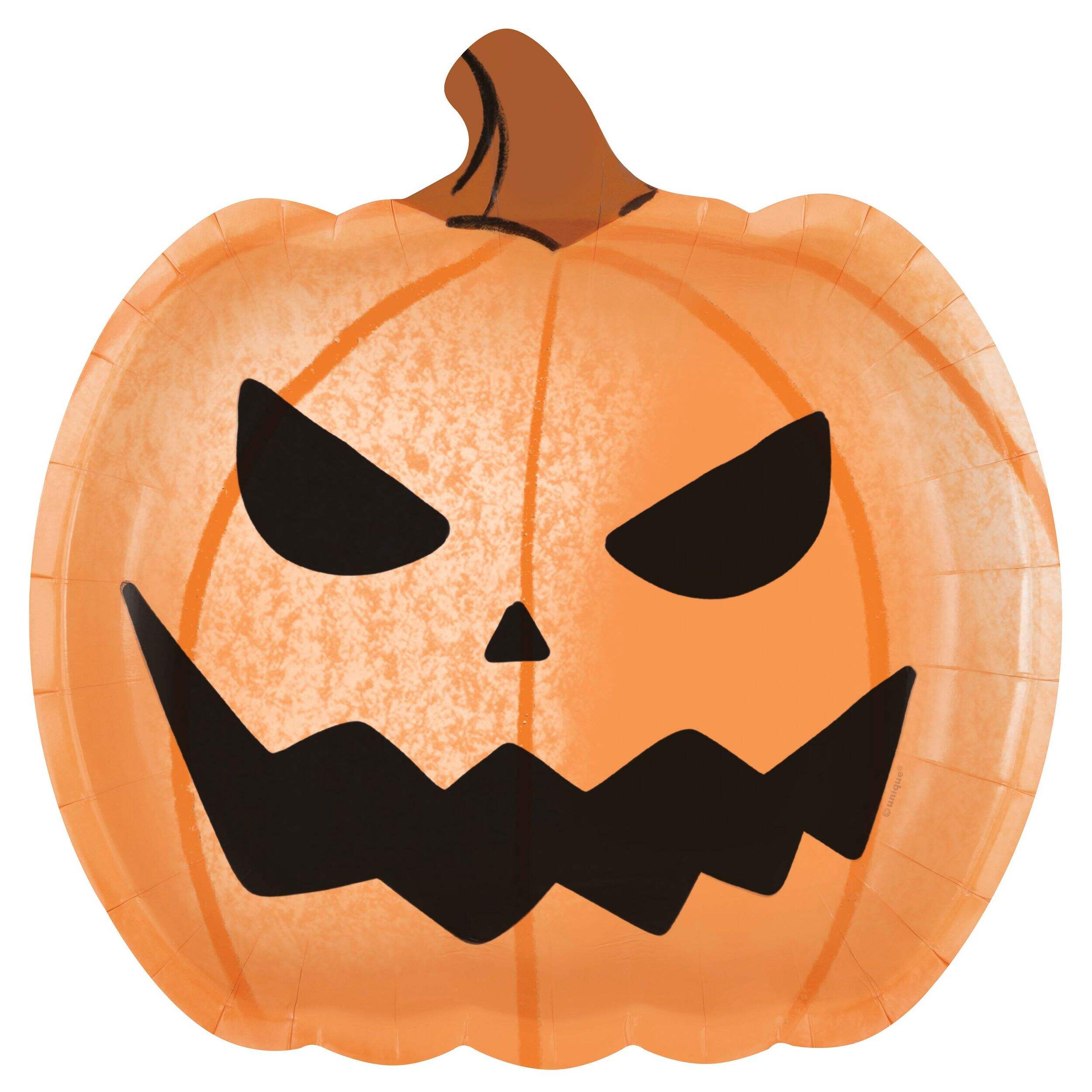 Assiettes jetables d'Halloween en forme de citrouille-lanterne, 8,75 po, paq. 8 Overhead_Flat