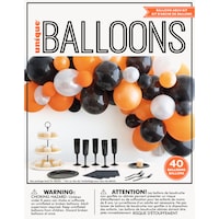 Unique Halloween Latex Balloon Arch Décor Kit, White/Black/Orange, 40-pc Front_Flat