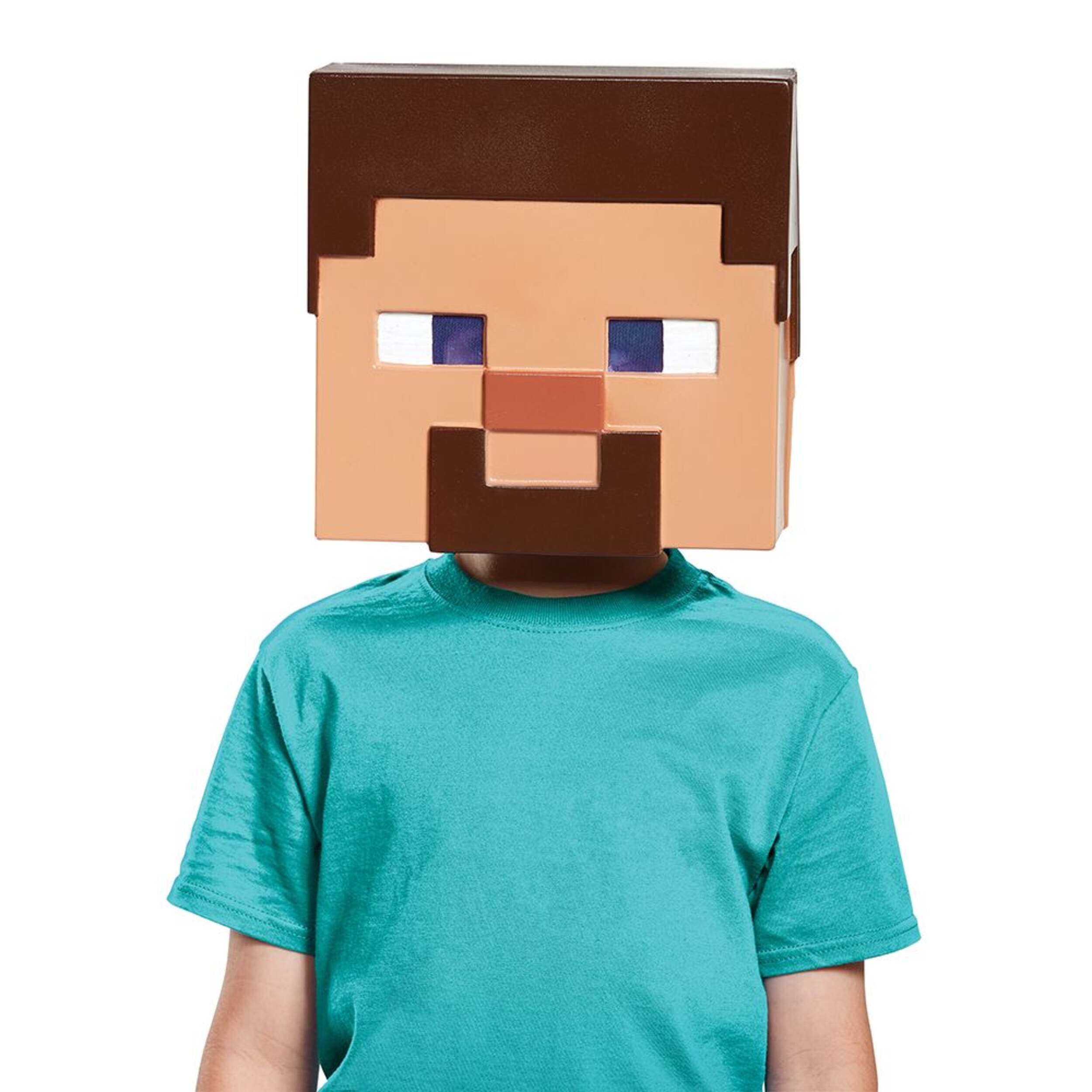 Minecraft Steve Pixelated Half Mask Wearable Costume Accessory, Child Standard Front_Flat