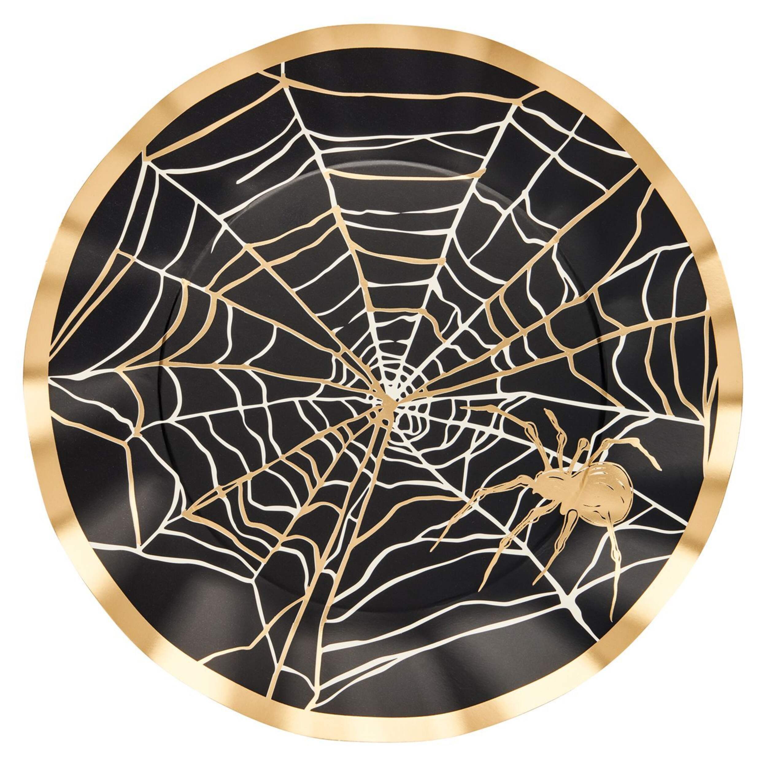 Spiderweb Halloween Themed Dinner with Ruffled Edges, 10.5-in, 8-pc Front_Flat