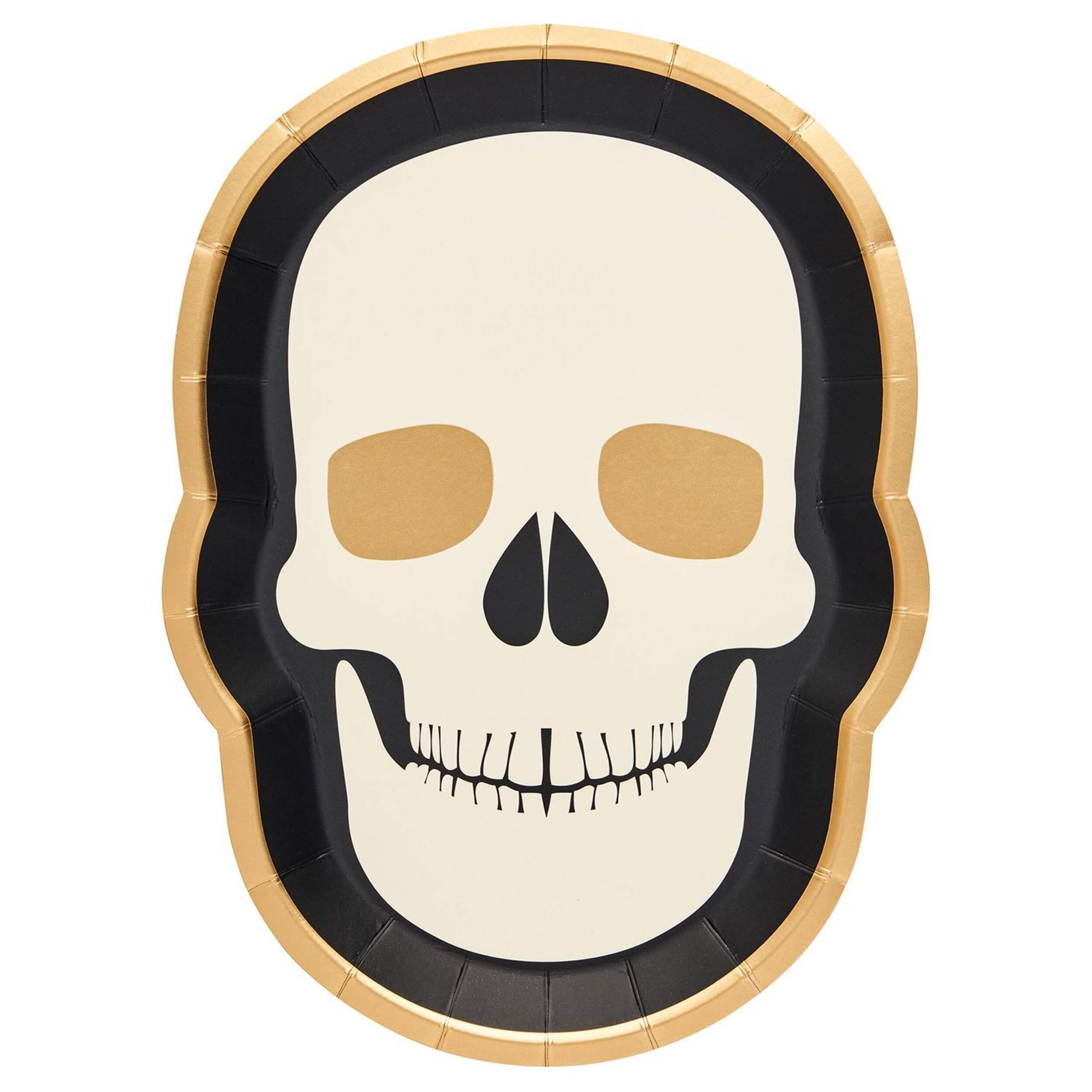 Assiettes à salade d'Halloween en forme de crâne avec accents dorés, 9,5 po, paq. 8 Front_Flat