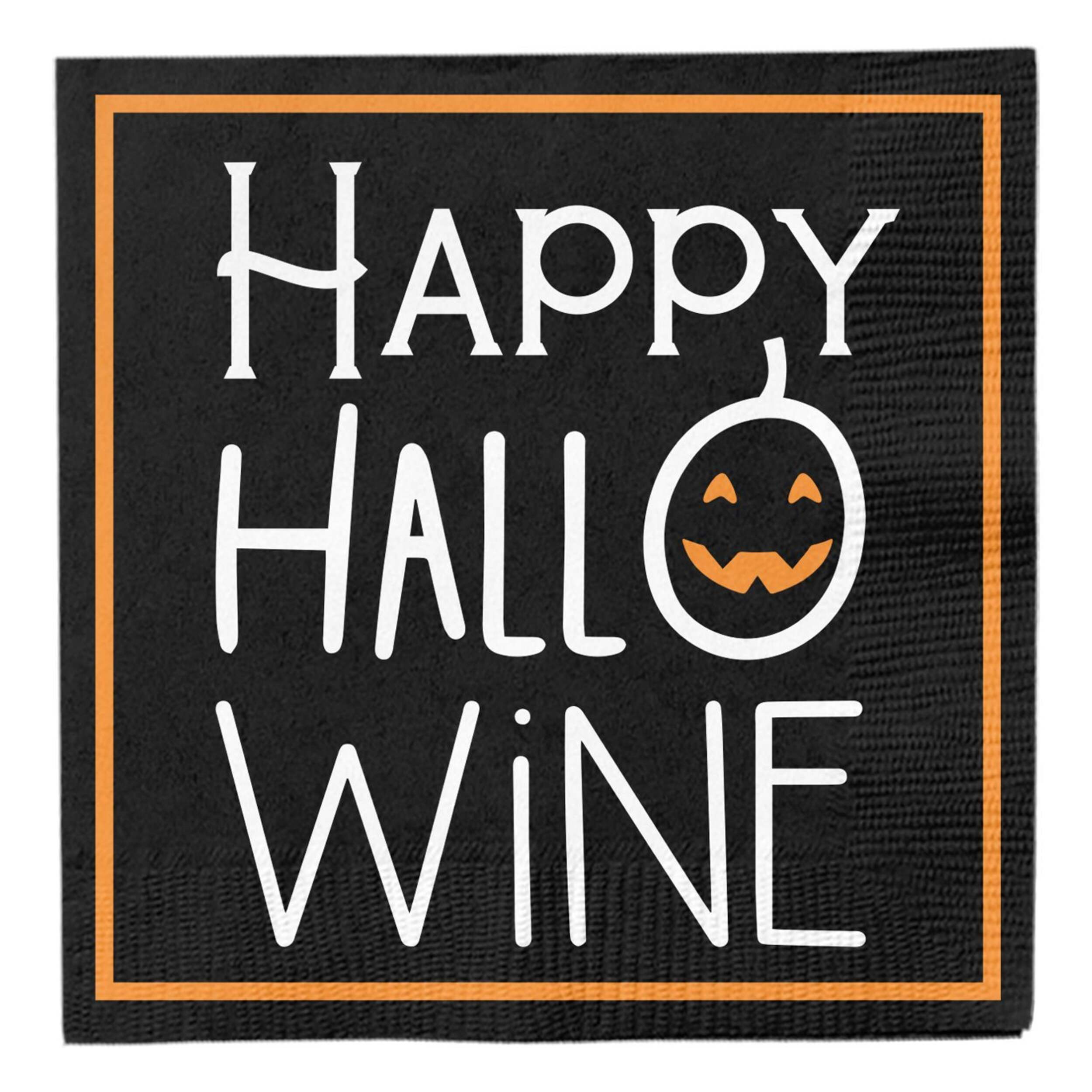 Serviettes à cocktail d'Halloween Happy Hallo-wine Sophistiplate, orange et noir, paq. 20 Front_Elevated