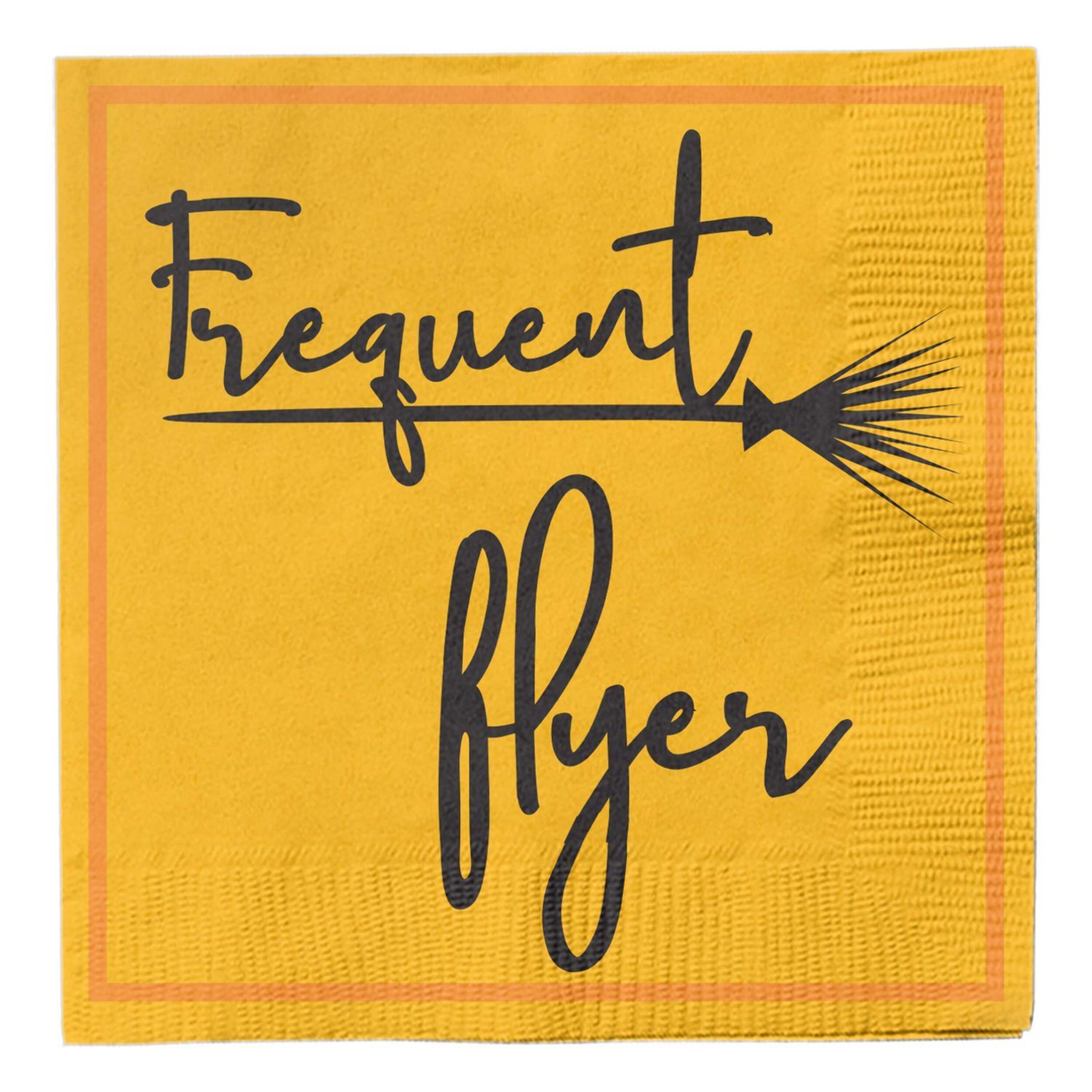 Serviettes à cocktail d'Halloween Frequent Flyer et balai Sophistiplate, orange et noir, paq. 20 Front_Flat