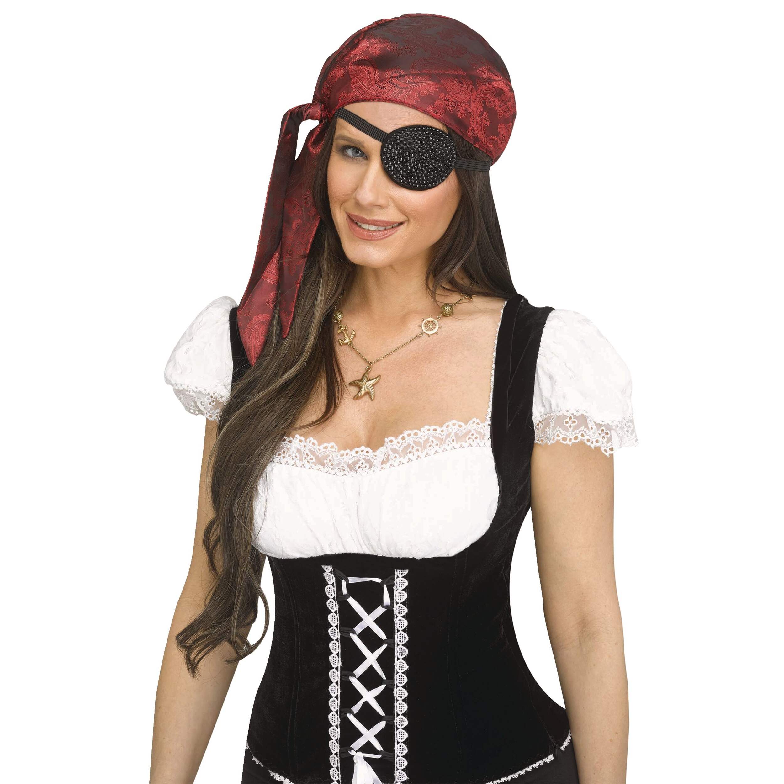 Bling Pirate Eyepatch Wearable Costume Accessory, Black, Adult, One Size Front_Angled_Right