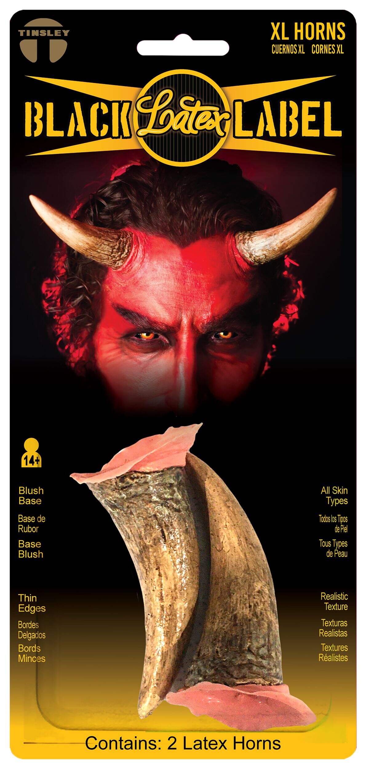 Latex Devil Horns Wearable Costume Accessory for Halloween, X-Large Front_Flat