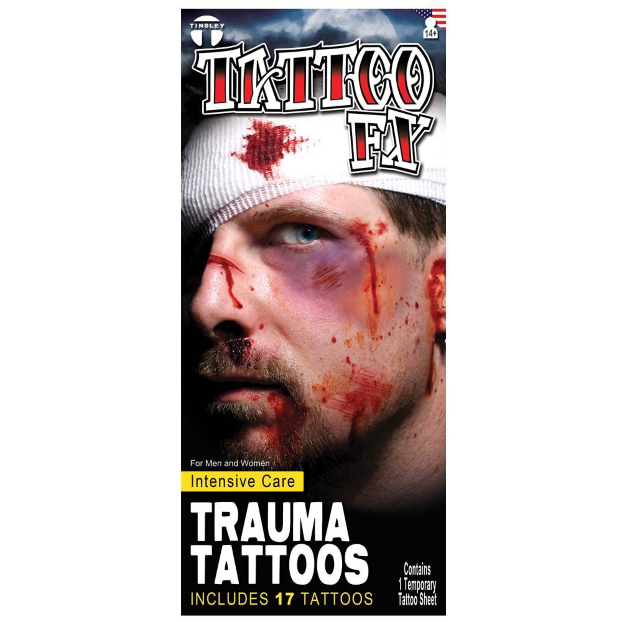Trauma Intensive Care Wearable Temporary Tattoo for Halloween, 2-pk Front_Flat