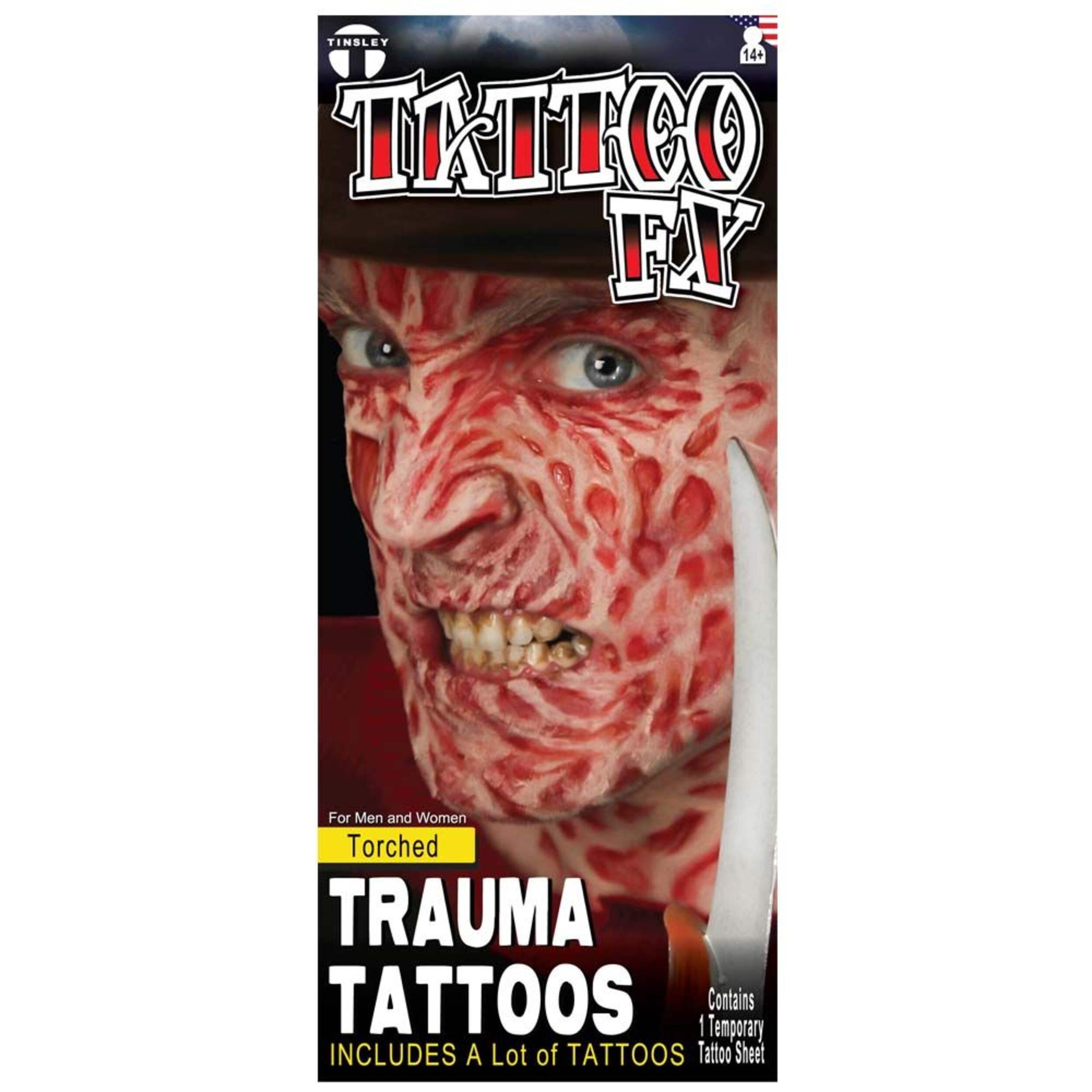 Trauma Burned Skin Wearable Temporary Tattoo for Halloween Front_Flat