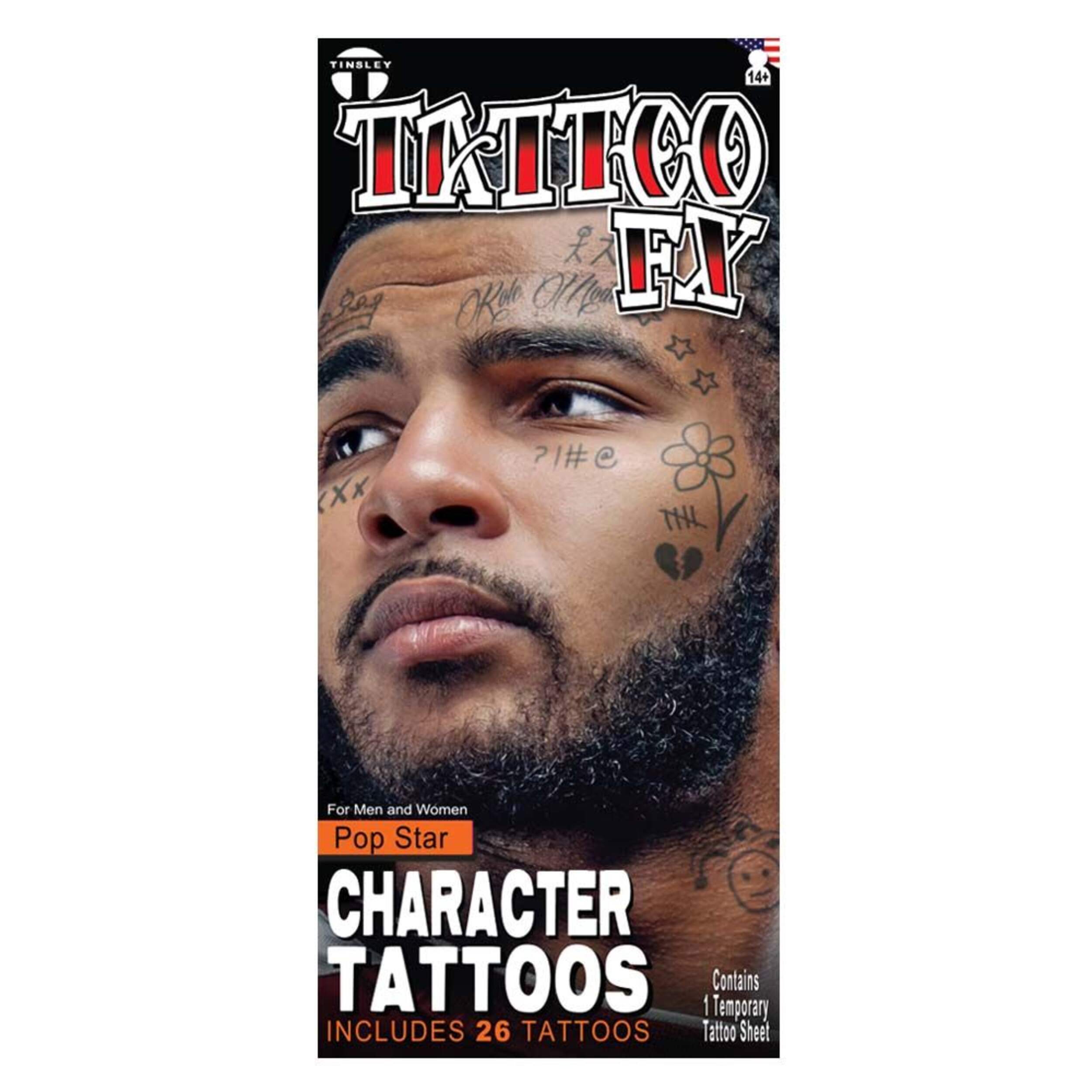 Pop Star Character Wearable Temporary Tattoo for Halloween Front_Flat