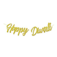 Happy Diwali' Hanging Glitter Wall Banner Decoration, Gold, 5-ft, for Diwali