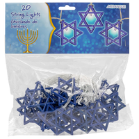 Guirlandes de lumières à DEL à piles Hanoukkah avec étoile bleue de David, 6 pi
