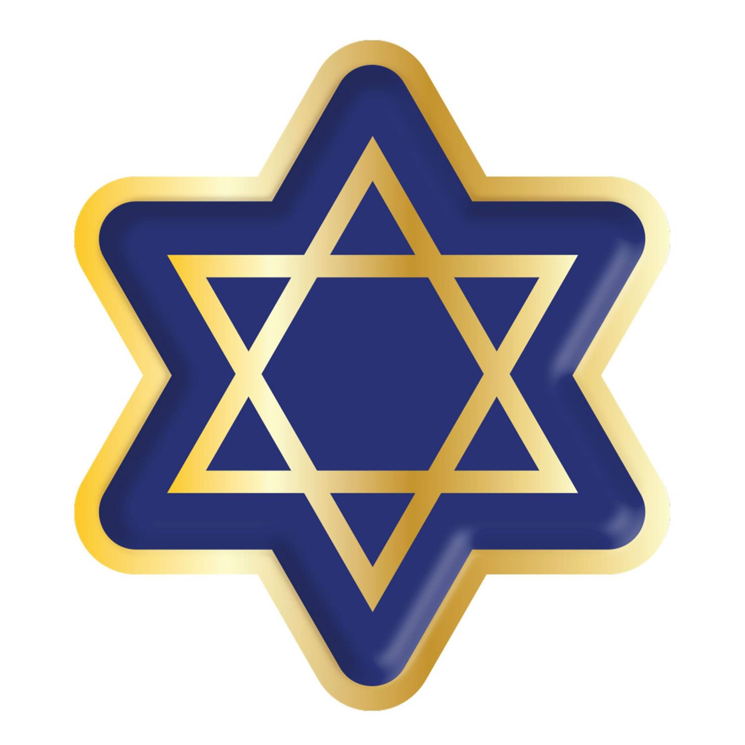 Hanukkah Star of David Die Cut Disposable Salad Plates, Blue/Gold, 8-pk, for Hanukkah Front_Flat