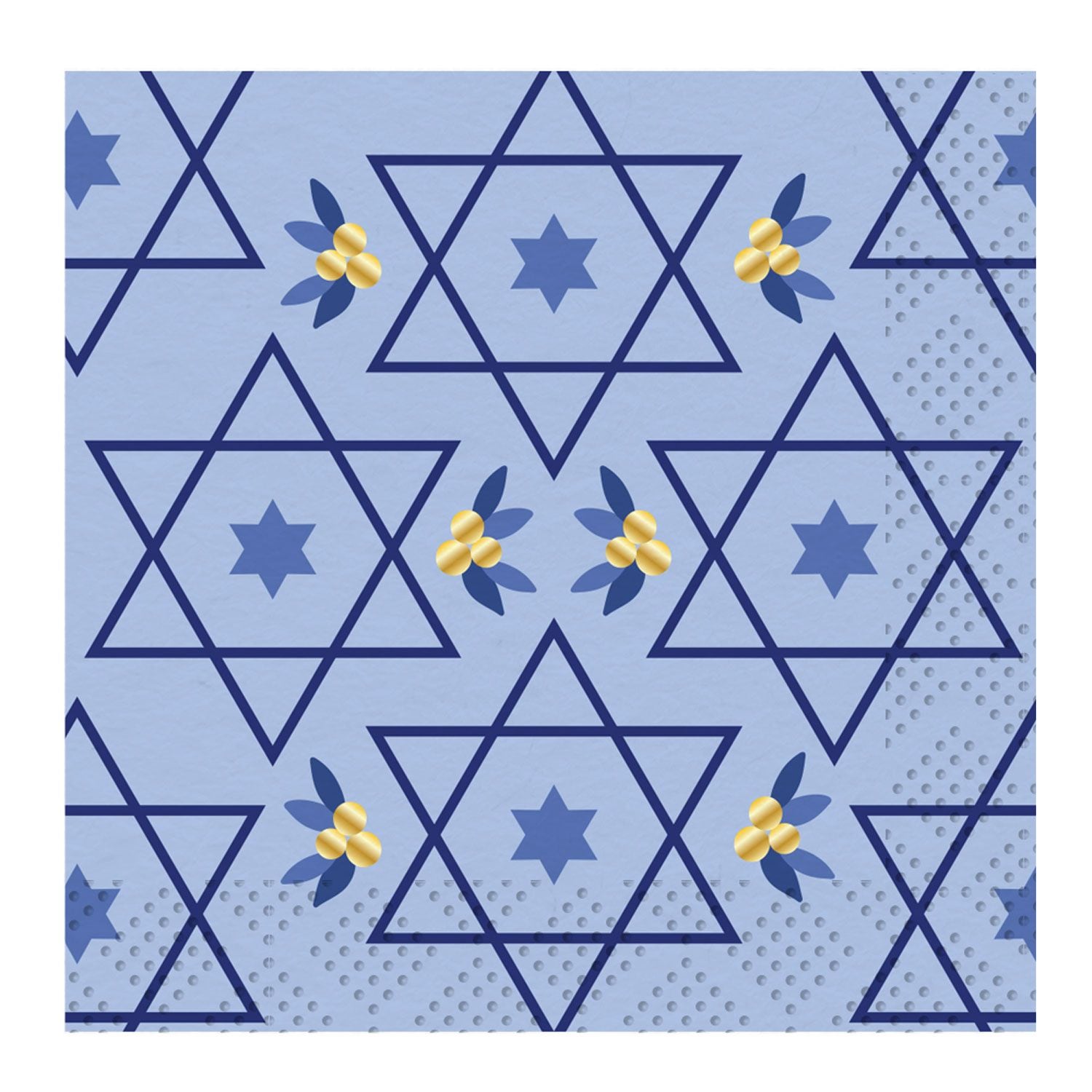 Hanukkah Stars of David Square Paper Disposable Lunch Napkins with Foil