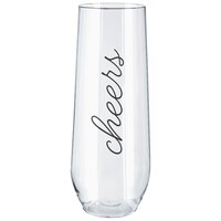 "Cheers" Glitter Dipped Stemless Plastic Reusable Champagne Flutes, Clear, 4.5-oz, 6-pk, for New Year's Eve/Birthday Party
