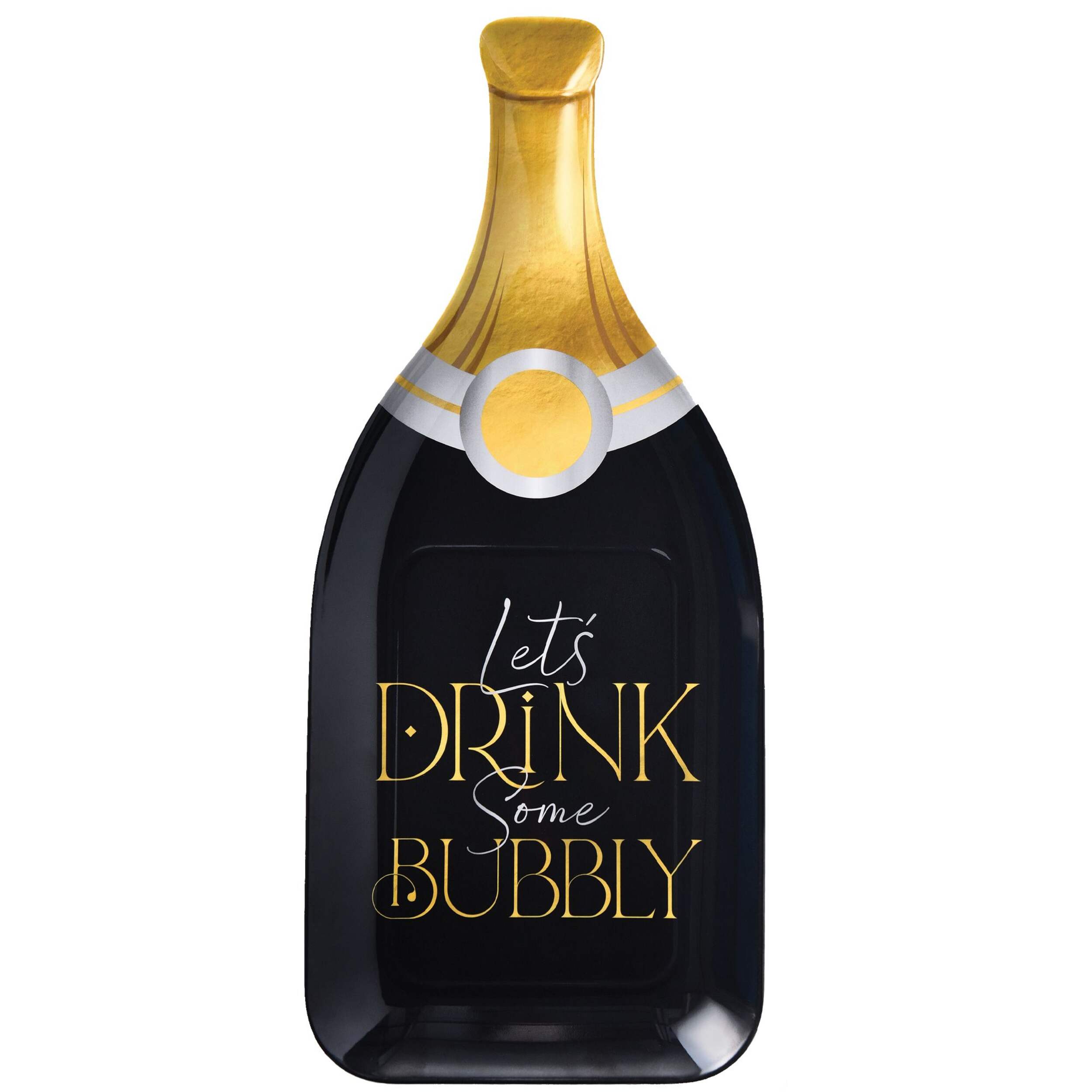 Champagne Melamine Reusable Serving Tray, for New Year's Eve Front_Flat