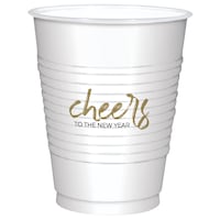 Gobelets réutilisables en plastique Cheers for the New Year, transparent, 16 oz, pour la veille du jour de l'An Front_Flat