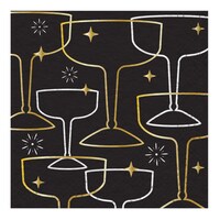 New Year's Eve Square Paper Disposable 3-Ply Cocktail Napkin with Foil Accents, Black, 5-in, 20-pk, for New Year's Eve Party Overhead_Flat