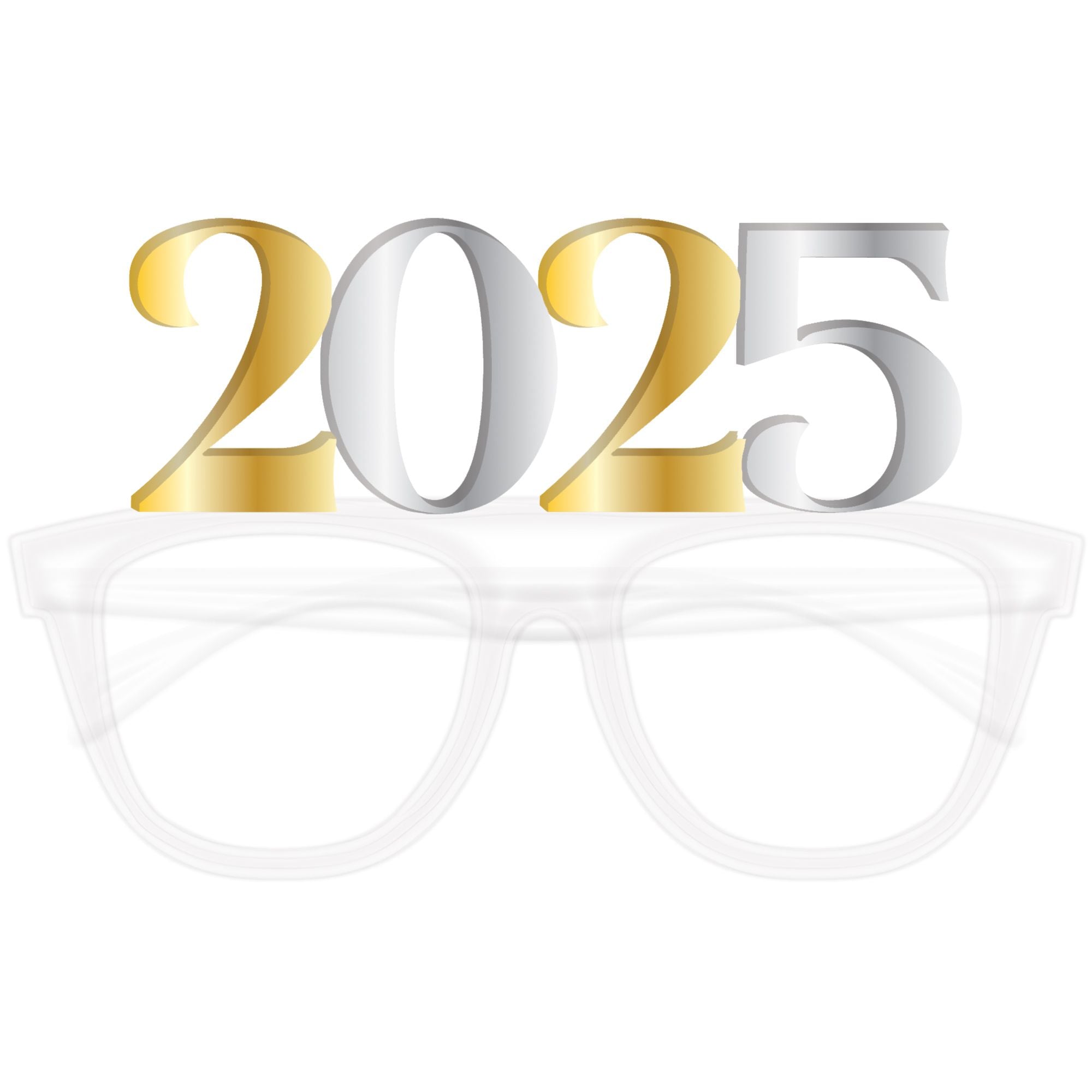 "2025" Number Wearable Glasses, Silver/Gold, One Size, for New Year's