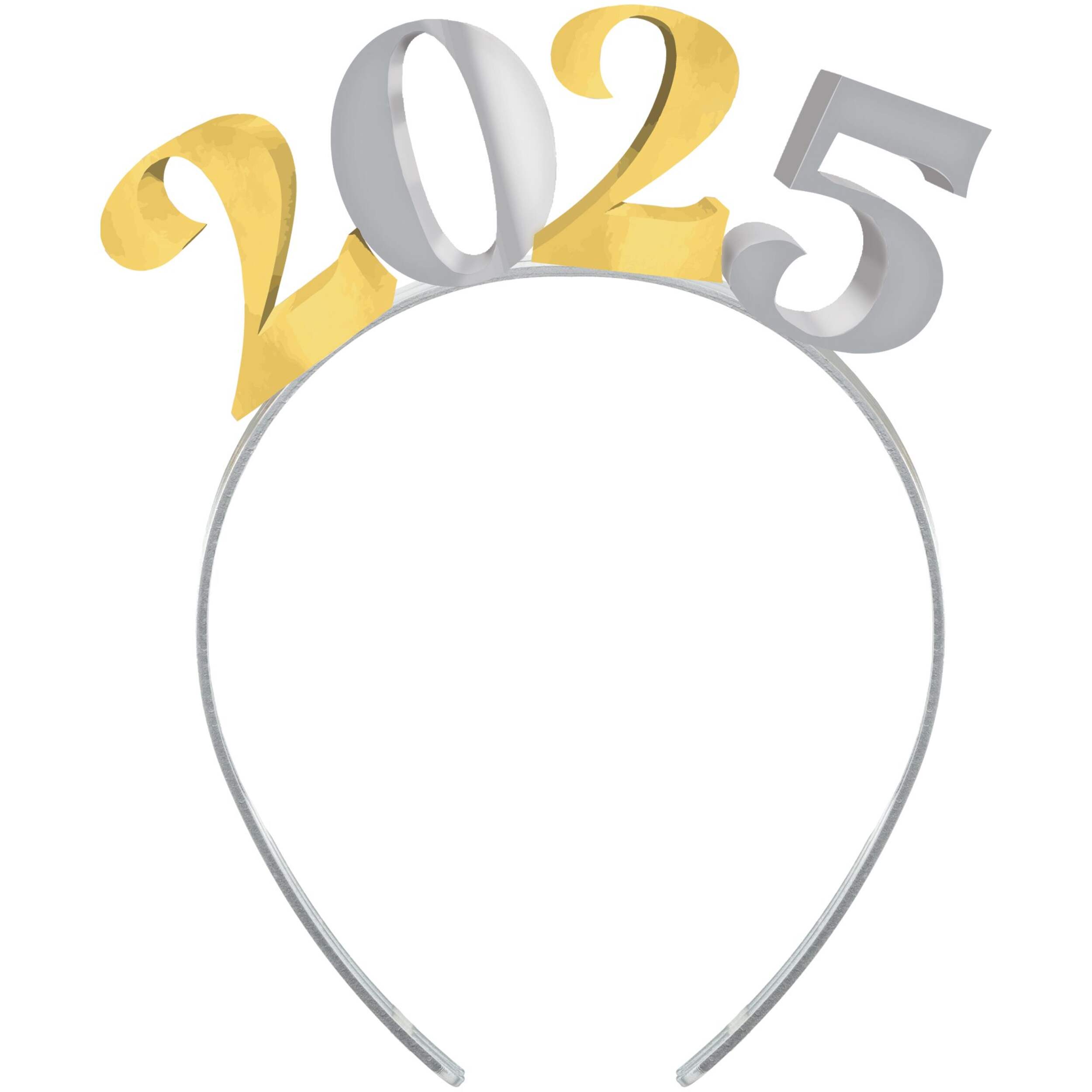 "2025" Electroplated Colourful Headband, Gold/Silver One Size, Wearable