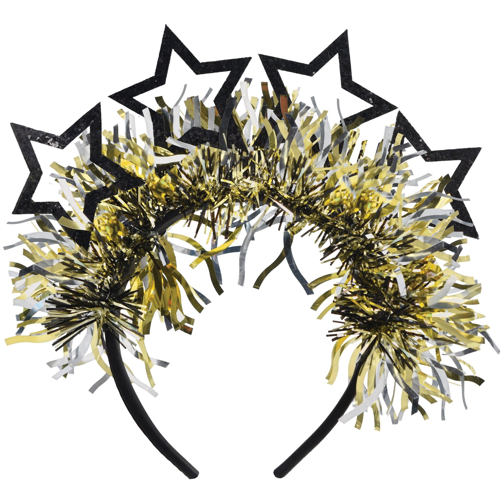 LightUp Star Tinsel Headband, Black/Silver/Gold, One Size, Wearable