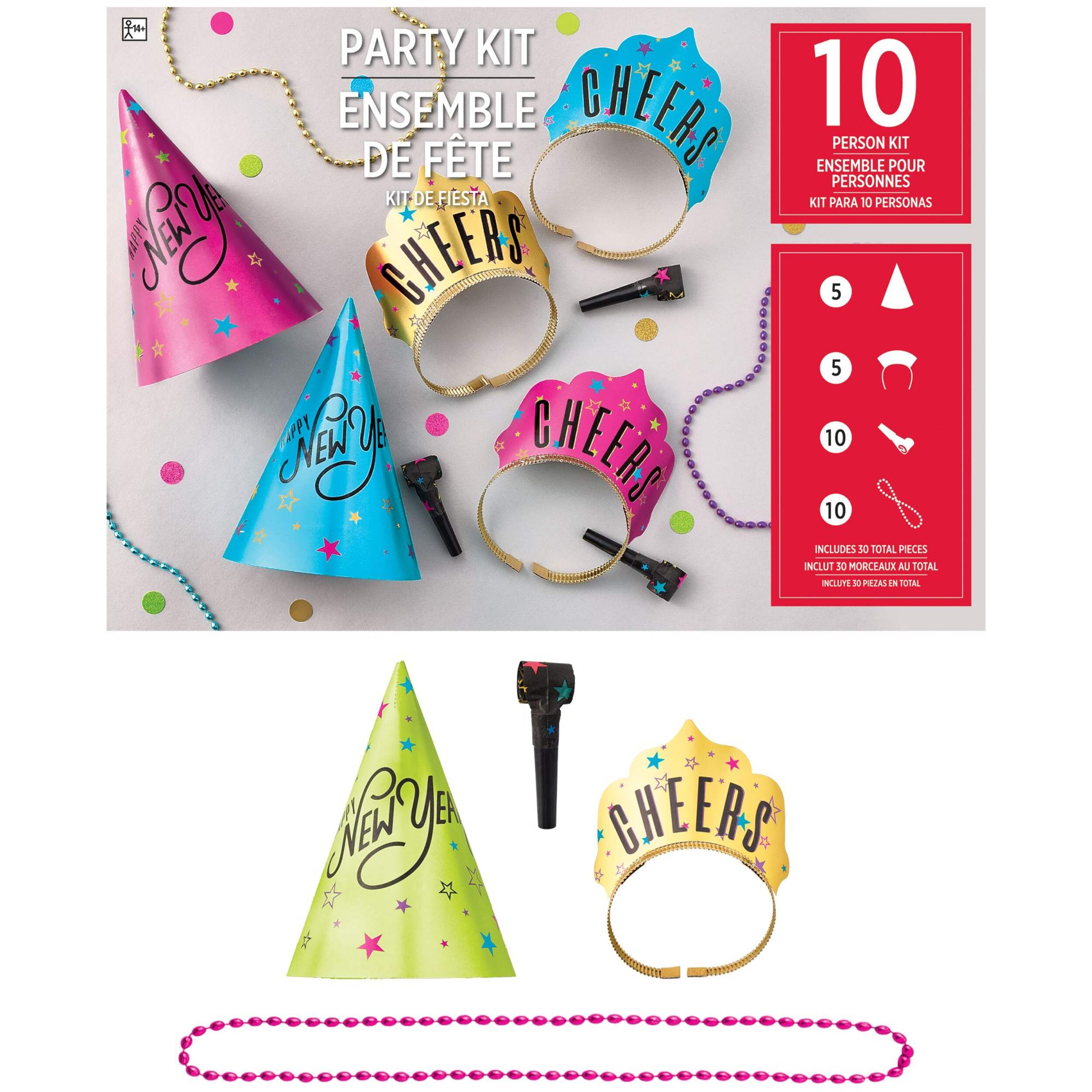 Accessoires de cabine photo étoilés pour 10 personnes, multicolore, paq. 30, accessoires de costume prêt-à-porter pour la veille du jour de l'An Composite_or_Mixed