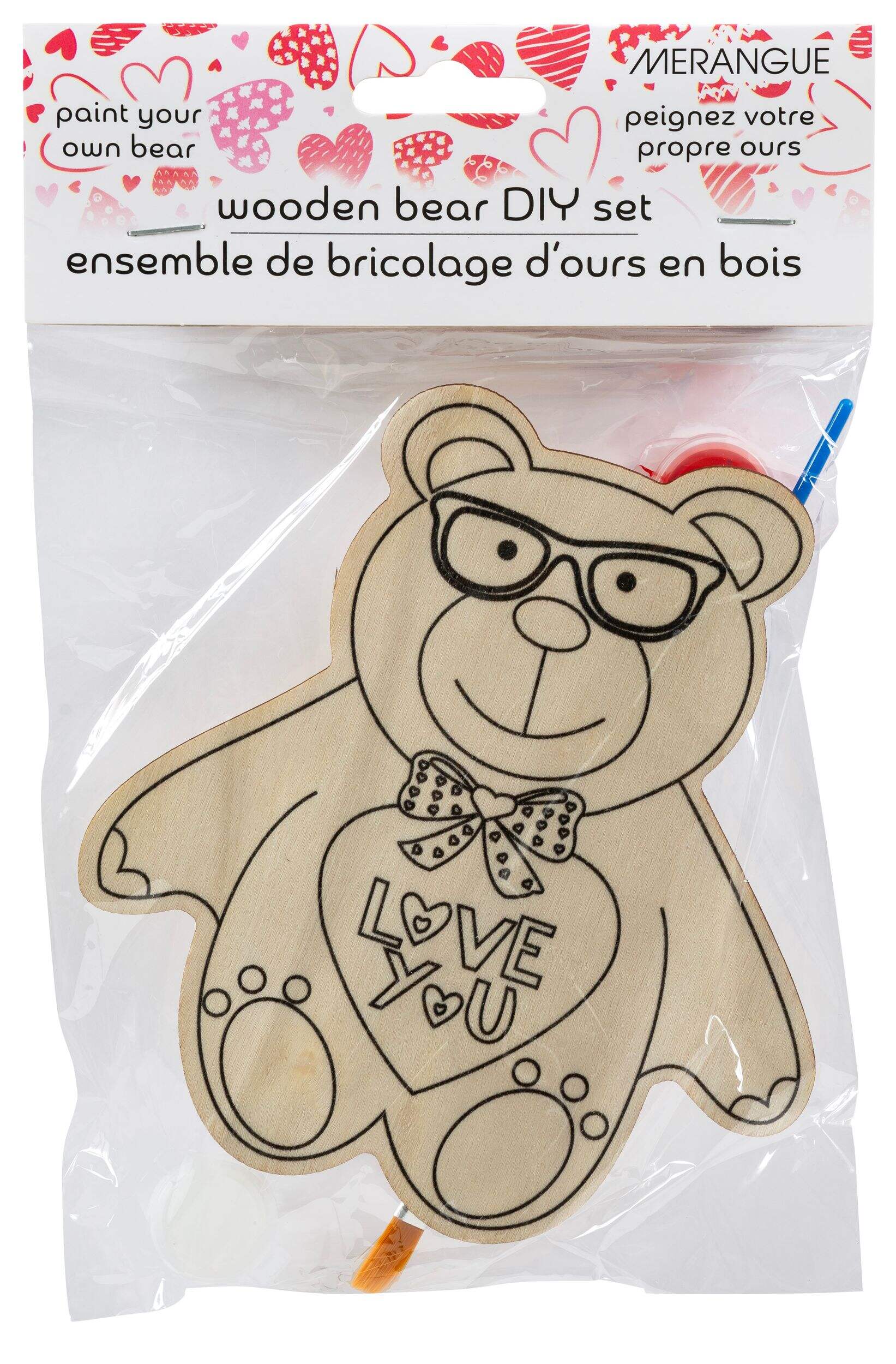 Ensemble de peinture pour ours en bois Saint-Valentin Front_Flat